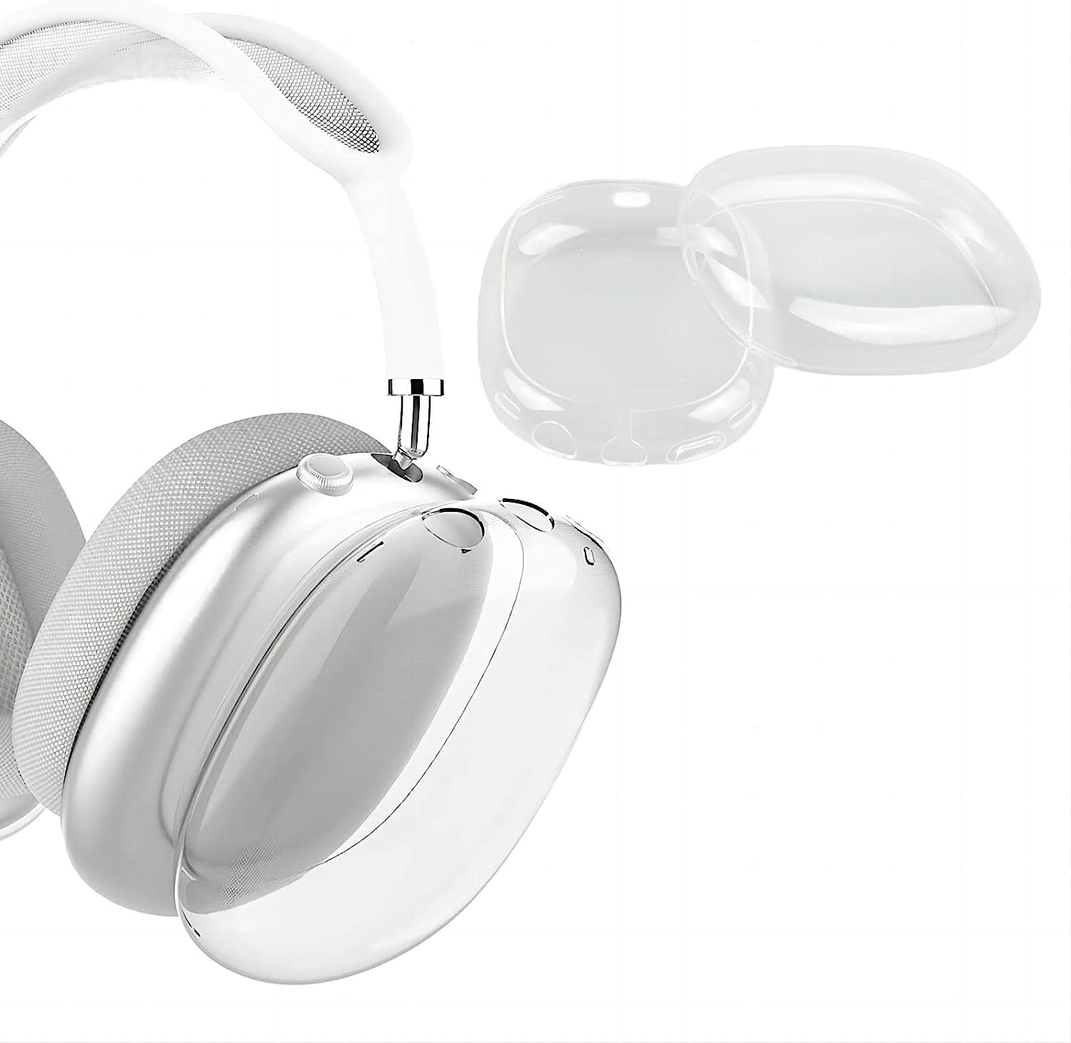 AIDERLOT Airpods Max Clear Cover Case,Cute Skull and Flowers Design,Clear Soft TPU Skin Case Compatible Airpods Max,Transparent Protective Cover for Apple Airpods Max(Pink  AIDERLOT Clear  