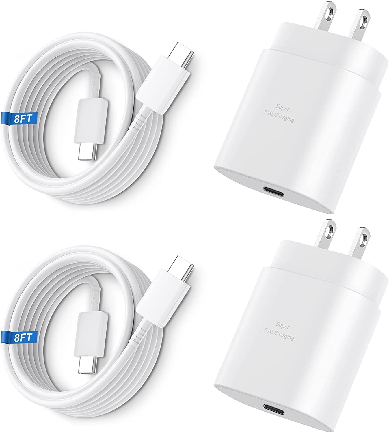 Super Fast Charger Type C, 25W USB C Wall Charger for Samsung Galaxy S23 Ultra/S23/S23+/S22/S22 Ultra/S22+/S21 Ultra/S20 Ultra/Note 20/Note 10/Z Fold 3 with 10FT Cable 2Pack  SHENZHEN XUAN YANG TECHNOLOGY CO LTD White 8FT 