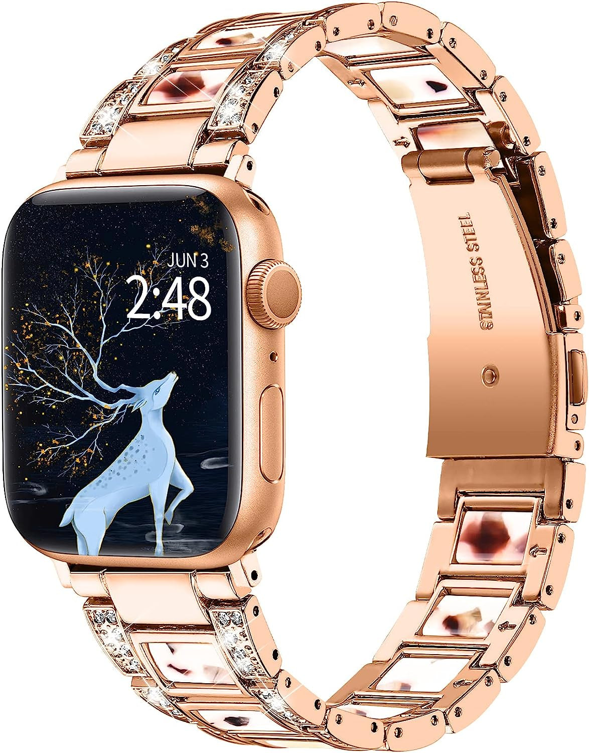 BEIZIYE Resin Bands Compatible with Apple Watch Ultra Band 49Mm 45Mm 44Mm 42Mm 41Mm 40Mm 38Mm Women, Thin Light Slim Resin Strap Bracelet Wristband Is for Iwatch Ultra Series 8 7 6 5 4 3 2 1 SE  BEIZIYE Rose gold and Nougat White 38mm/40mm/41mm 