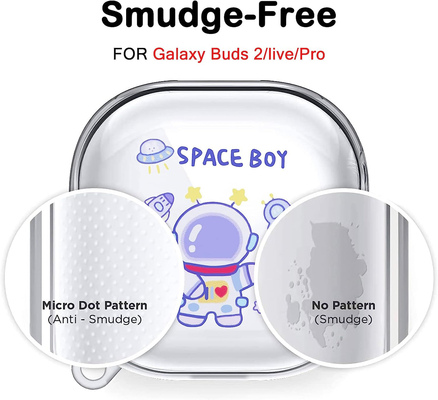 Cute Astronaut Case for Samsung Galaxy Buds 2 Cover (2021)/Buds Pro Case(2021)/Buds Live Case(2020) with Funny Spacemen Keychain for Men Girls Kids,Clear Shockproof Protective Soft Silicone Cover  DiyGody   