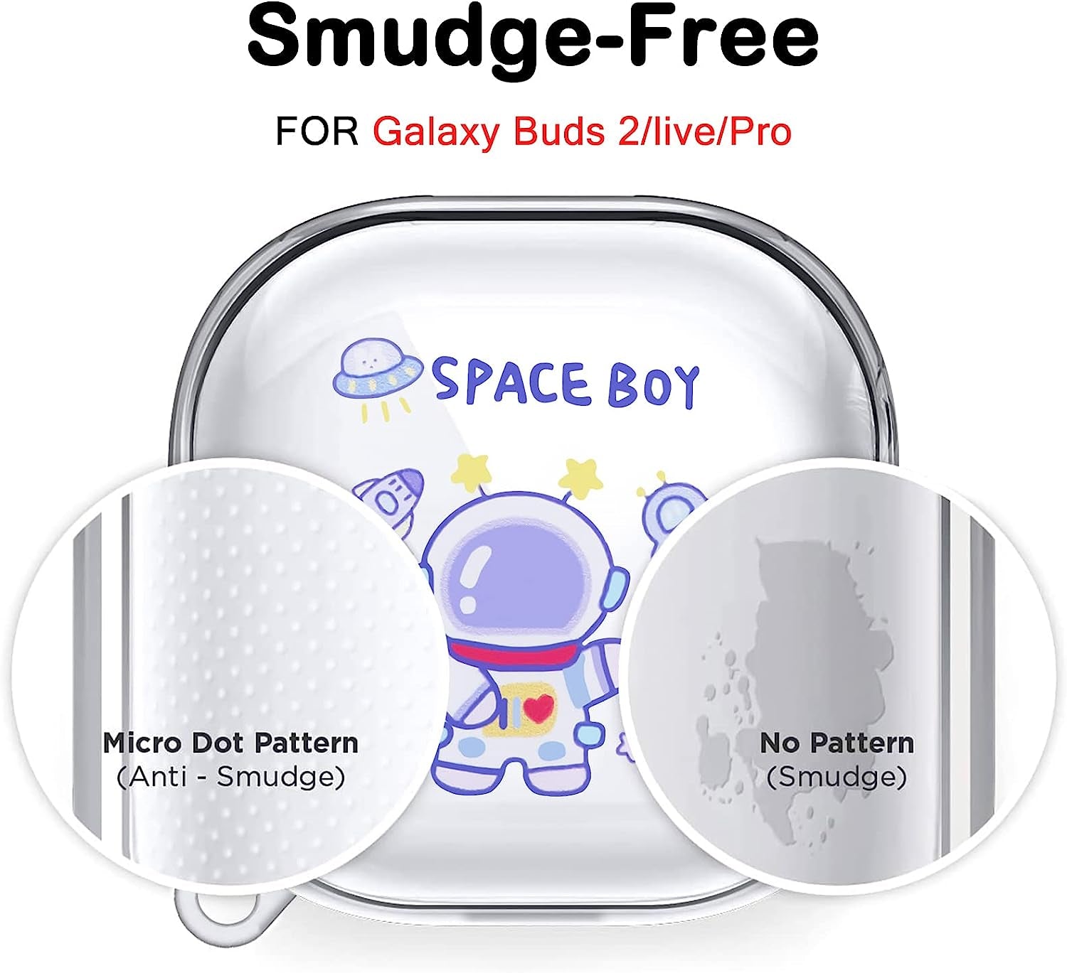 Cute Astronaut Case for Samsung Galaxy Buds 2 Cover (2021)/Buds Pro Case(2021)/Buds Live Case(2020) with Funny Spacemen Keychain for Men Girls Kids,Clear Shockproof Protective Soft Silicone Cover  DiyGody   
