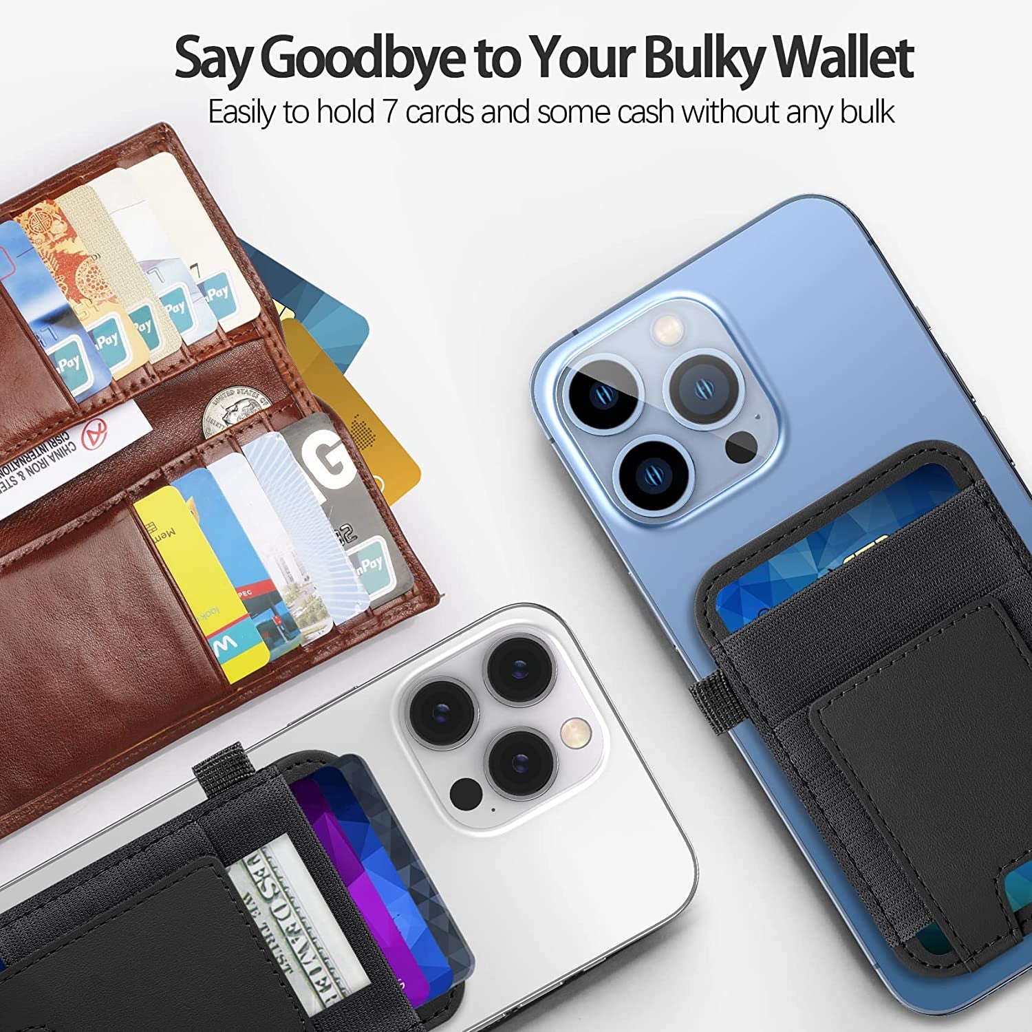 Magnetic Card Wallet Holder for Apple Magsafe, Magsafe Wallet for Iphone 14 Iphone 13 Iphone 12 Magsafe Leather Wallet, Magnetic Card Holder for Back of Iphone 14/13/ 12 Series, Fit 7 Cards, Black  ExtreLife   