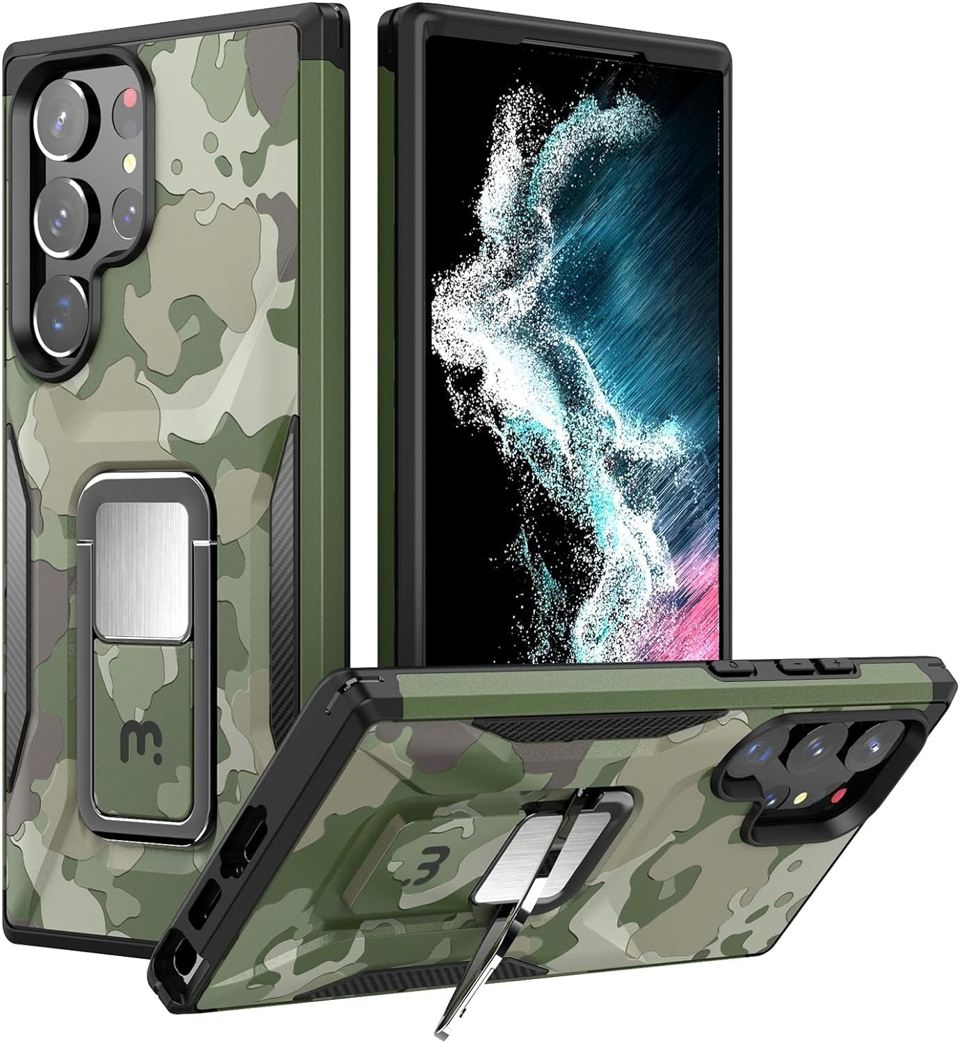 MYBAT Pro Shockproof Stealth Series Case for Samsung Galaxy S22 Ultra Case with Stand 6.8 Inch, Support Magnetic Car Mount, Heavy Duty Military Grade Drop Protective Case with Kickstand - Plum  Valor Communication Inc Army Green Camo Samsung Galaxy S23 Ultra 