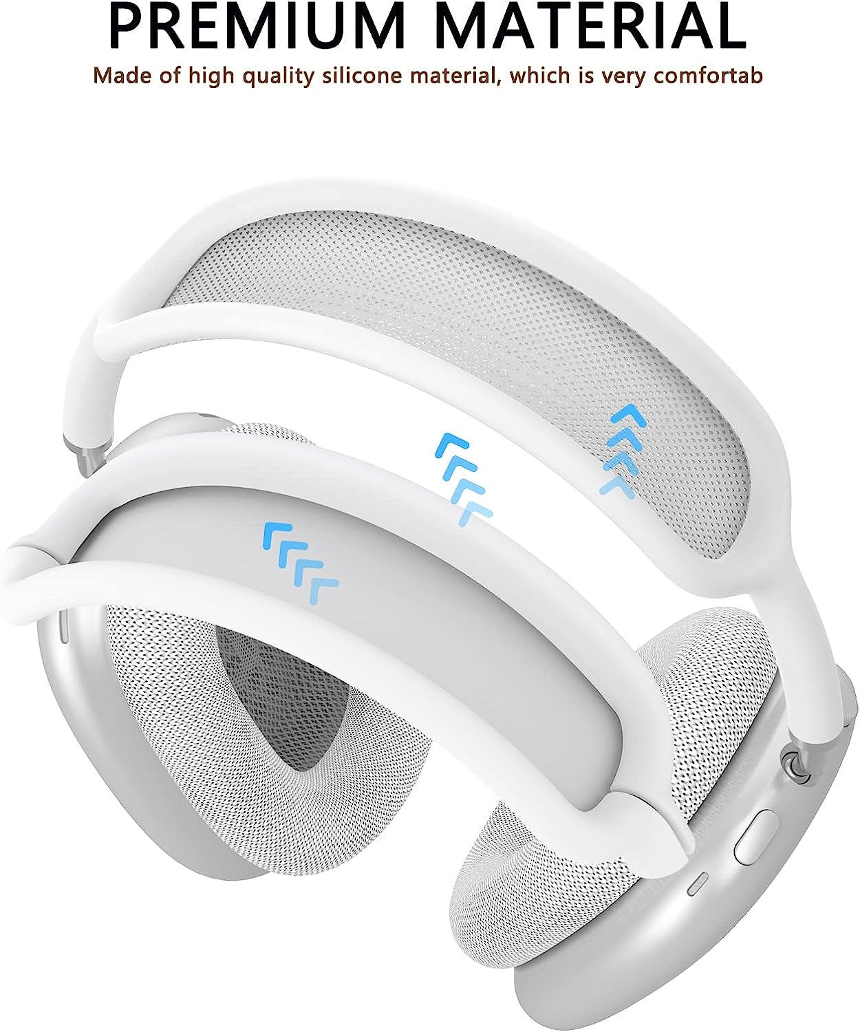 【3 in 1】Clear Soft TPU & Silicone Case for Airpod Max,Anti-Scratch Ear Cups Cover/Ear Pad Case Cover/Headband Cover for Airpods Max,Transparent Accessories Protective Cover for Apple Airpods Max,White  Skyconser   