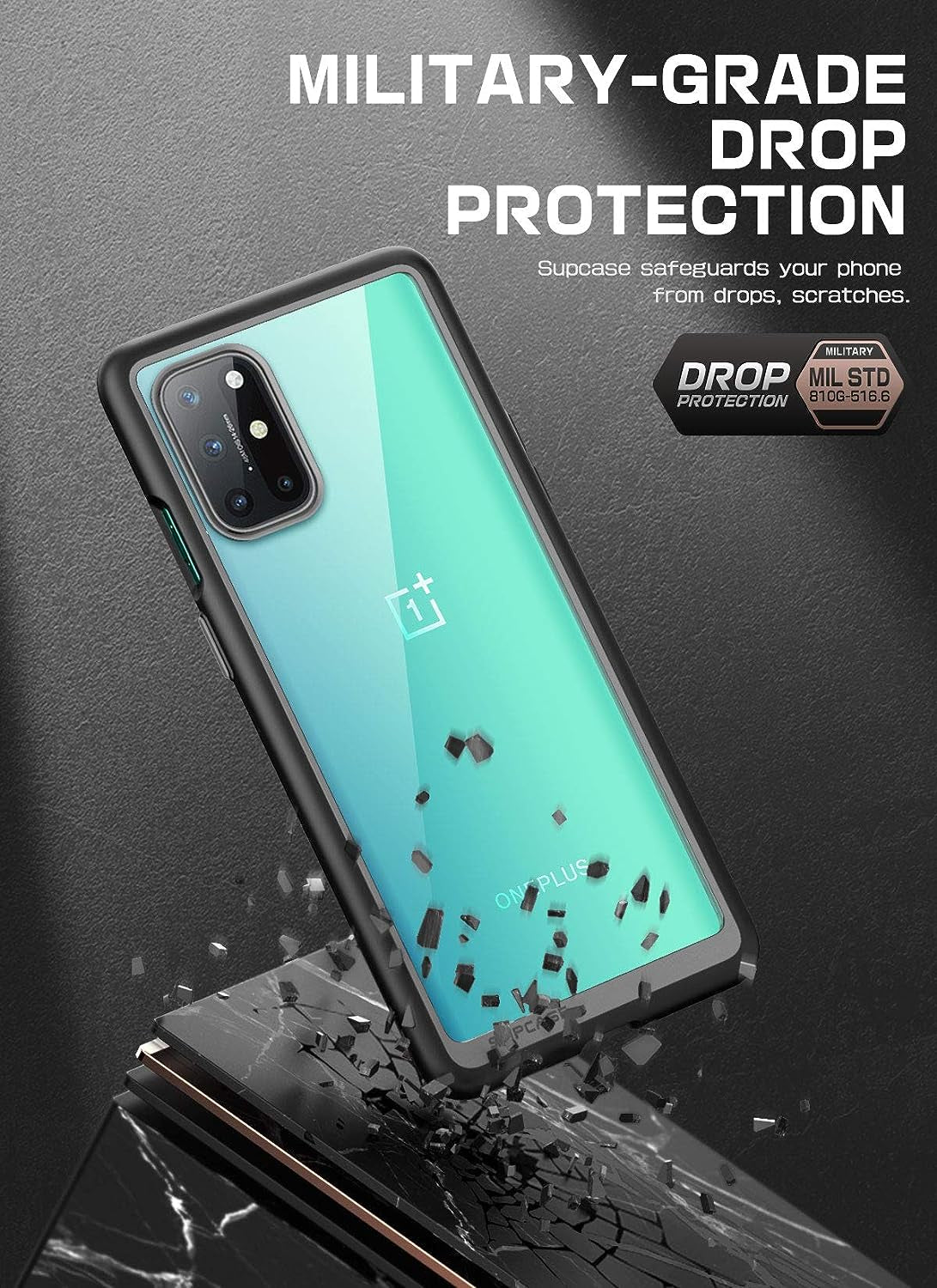 SUPCASE Unicorn Beetle Style Series Case Designed for Oneplus 8T, Premium Hybrid Protective Clear Case for Oneplus 8T 5G (Black)  SUPCASE   