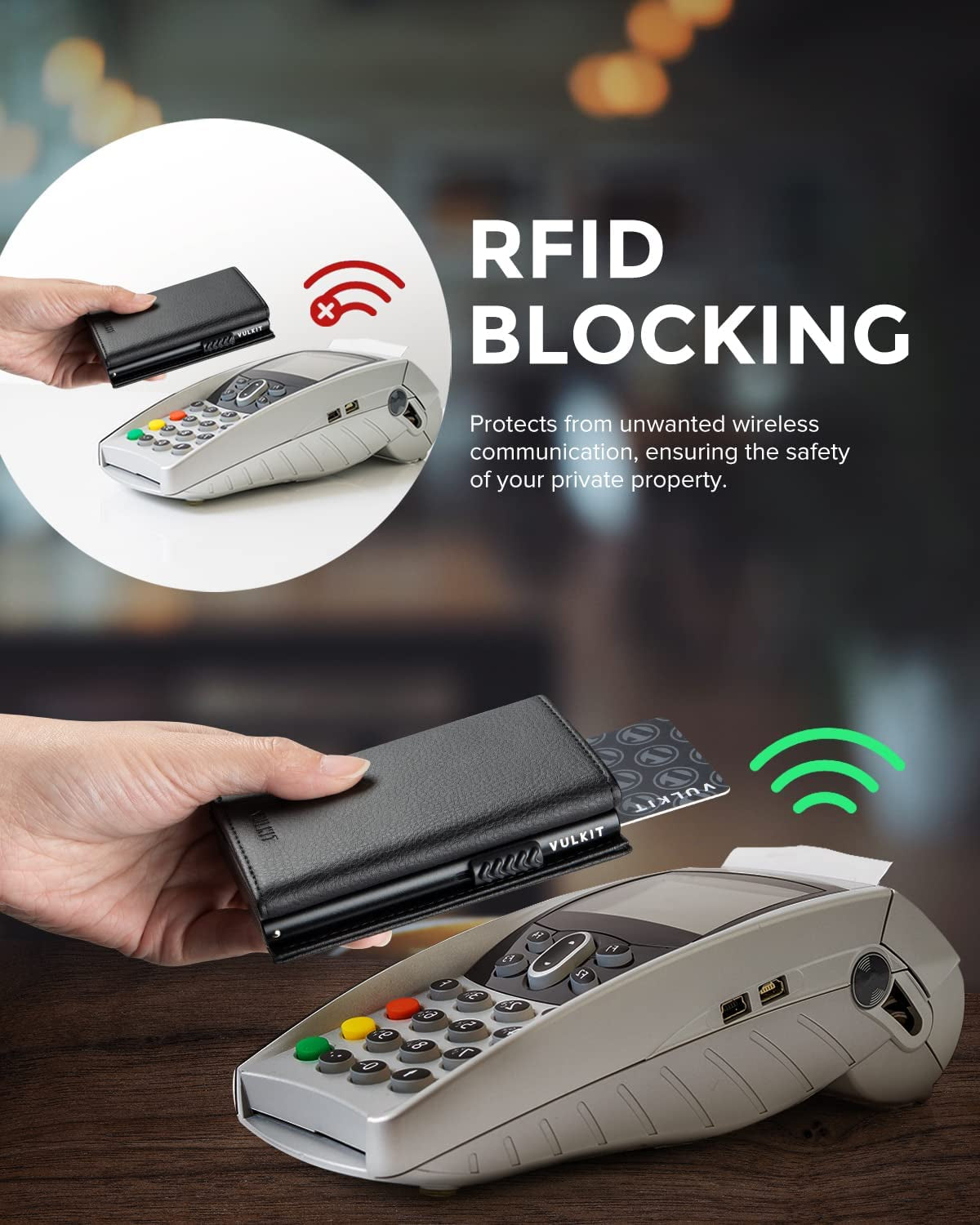 VULKIT Card Holder Wallet with Coin Pocket Magnetic Closure Pop up Cards with ID Window Leather Wallet for Cash & Credit Cards  VULKIT   