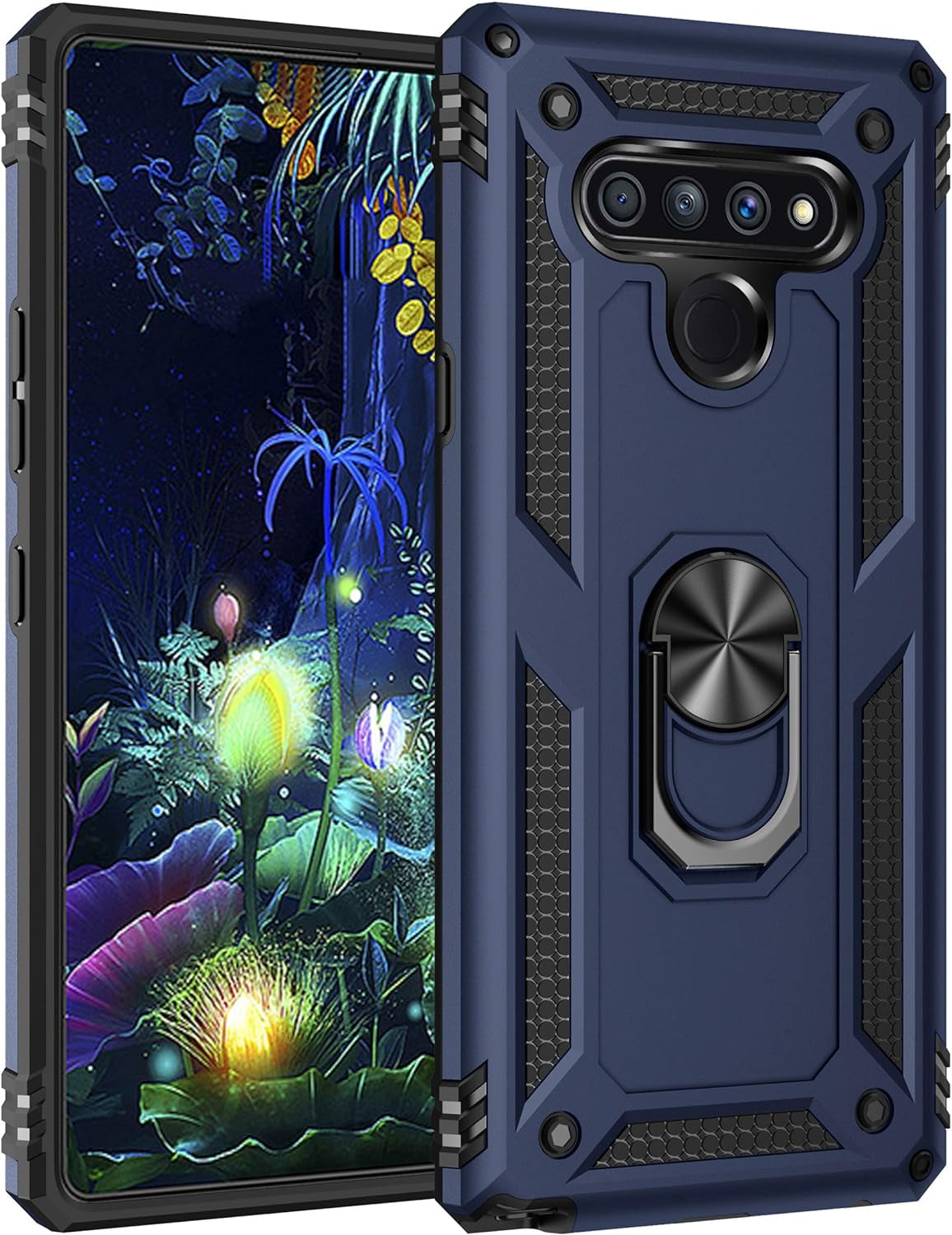 YZOK Compatible with LG Stylo 6 Case,With HD Screen Protector,Military Grade Protective Phone Case with 360 Degree Rotating Metal Ring, Holder Kickstand Cover Case for LG Stylo 6 (Blue)  YZOK   