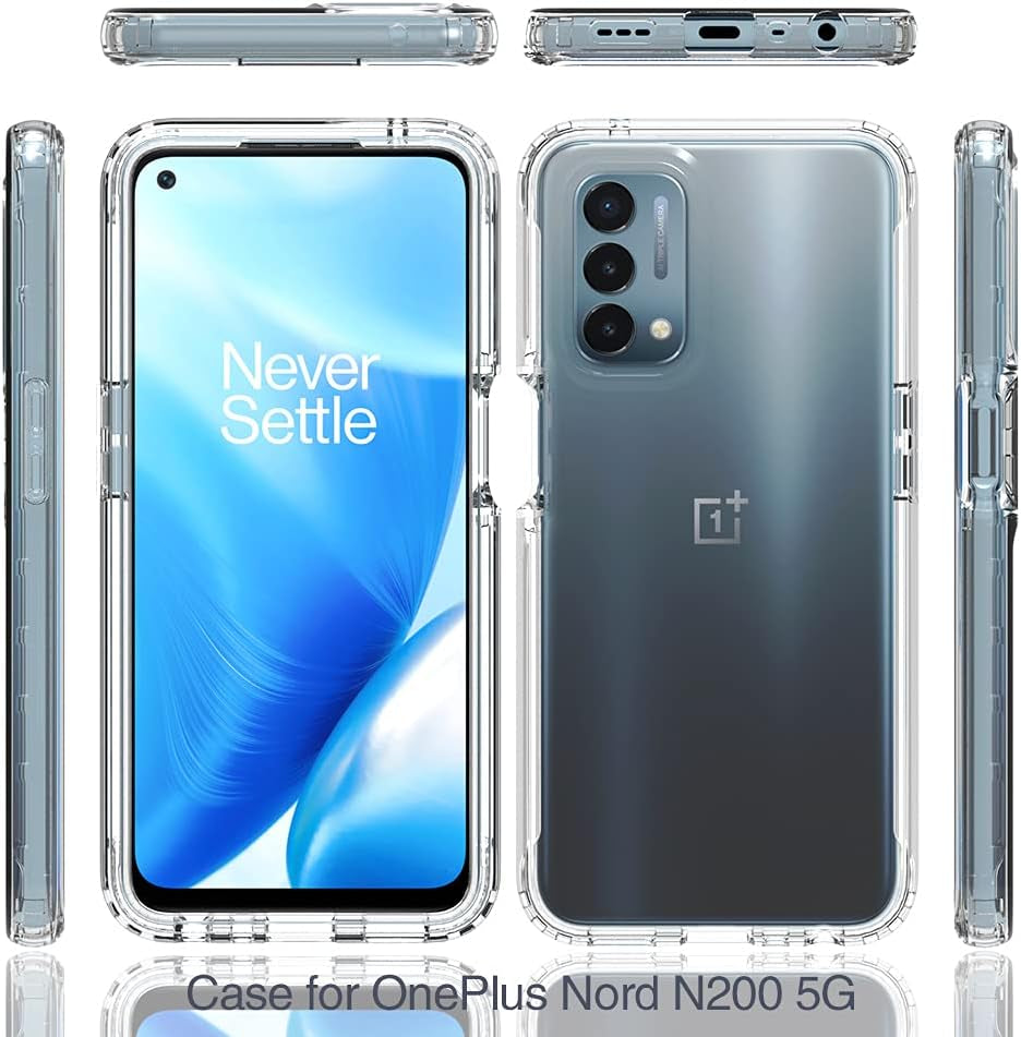 Dzxouui for Oneplus Nord N200 Case with 2 Pack Screen Protector, One plus Nord N200 Case, Crystal Shockproof Bumper Hybrid Clear TPU Protection Cover Phone Cases for Oneplus Nord N200 5G(Clear/Purple)  Dzxouui   
