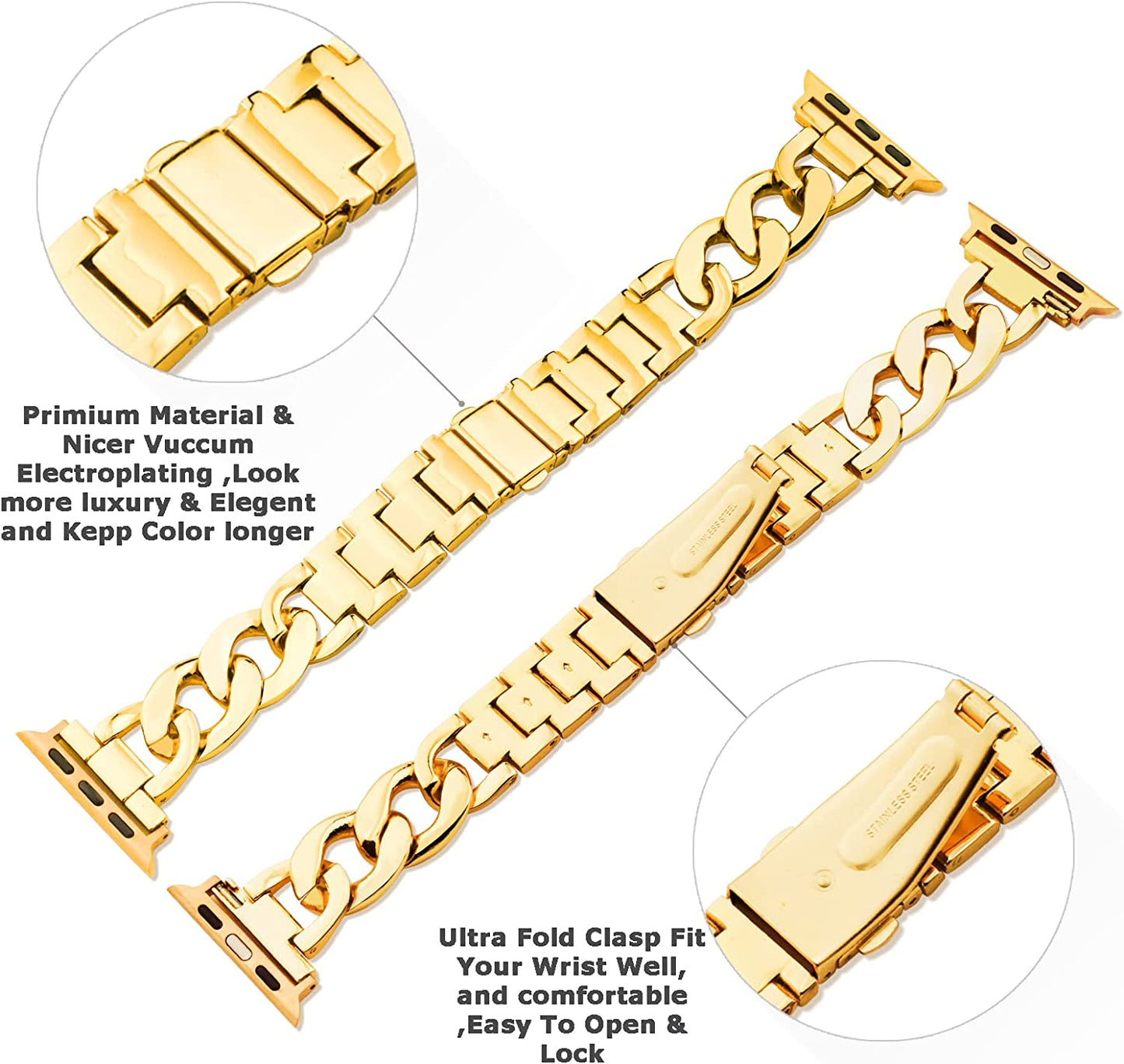 Kolgios 38/40/41/42/44/45Mm Cool Women Chain Metal Smartwatch Bands Compatible for Apple Watch Bands Series 8/7/6/SE/5/4 Adjustment Replacement Watch Bracelet for Iwatch 8/7 Gift for Her  SZ Kager tech   