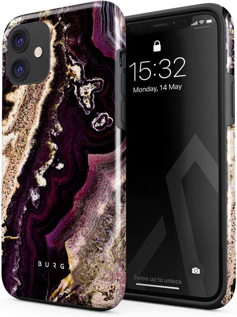 BURGA Phone Case Compatible with Iphone 14 PRO MAX - Wireless Charging Compatible, Hybrid 2-Layer Hard Shell + Silicone Protective Case, Heavy Duty Protection, Slim Fit, Shock-Absorbent, Almond Latte  BURGA Purple Skies Iphone 12 