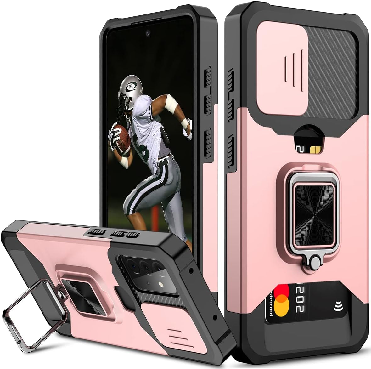 Nvollnoe for Samsung A53 5G Case with Sliding Camera Cover Heavy Duty Protective Galaxy A53 Case with Card Holder Magnetic Rotate Ring Kickstand Phone Case for Samsung A53(Black)  Nvollnoe Rose Gold For Galaxy A52 5G/4G 