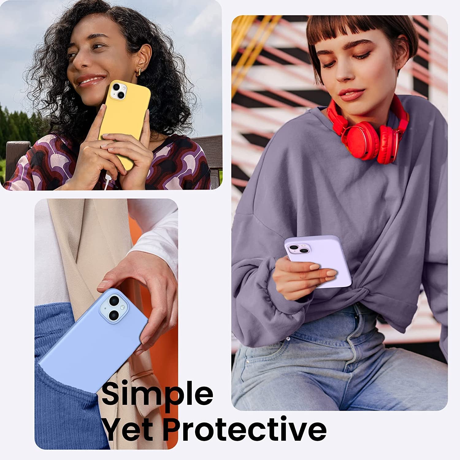 ORNARTO Compatible with Iphone 14 Case 6.1, Slim Liquid Silicone 3 Layers Full Phone Covered Soft Gel Rubber Case Protective Phone Cover 6.1 Inch-Pastel Lilac  ORNARTO   