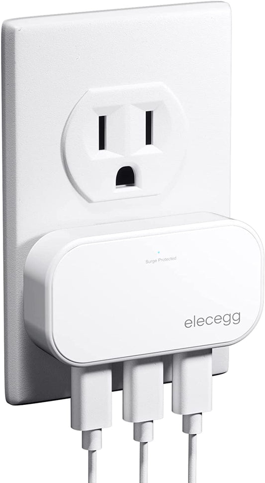 Slim Flat USB Wall Charger, Elecegg Ultra Thin 3 Port Wall Adapter with Smart IC, Low Profile Block Power Cube for Iphone, Ipad, Ipod, Android, Samsung Galaxy, and More  elecegg   