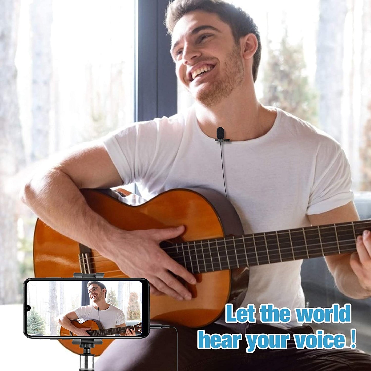 Lavalier Microphone - Lapel Microphone with Clip - 20Ft, Professional Omnidirectional Recording Lav Mic Compatible with Phone, Camera, PC, Mac OS, for Video/Interview/Vlogging, with Headphone Jack  HEHOTTC   