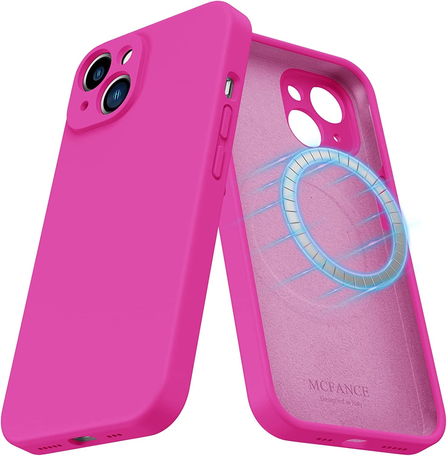 MCFANCE Silicone Magnetic Case for Iphone 14 plus Magsafe Case Silicone Phone Case with Microfiber Lining for Iphone 14 plus 6.7 Inch 2022, Darkgrey  MCFANCE Neonpink  