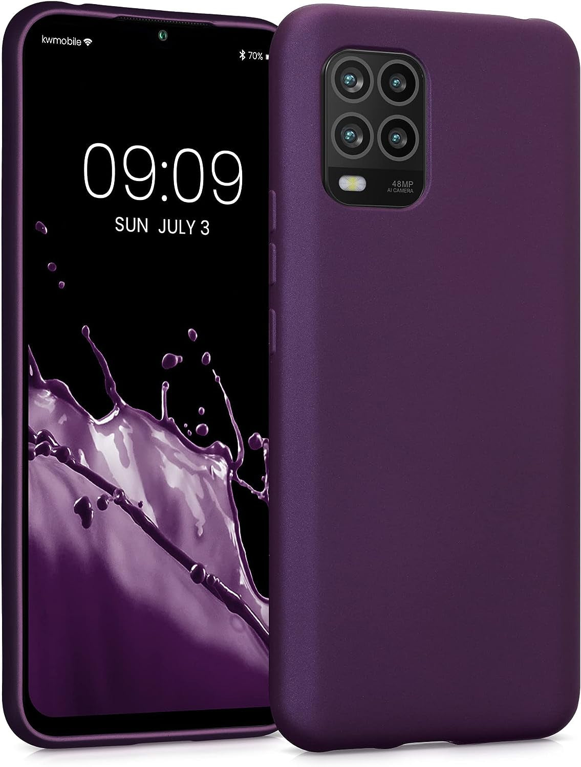 Kwmobile Case Compatible with Xiaomi Mi 10 Lite (5G) Case - Protective Slim TPU Phone Cover - Soft Matte Finish - Mango  KW-Commerce Metallic Berry  