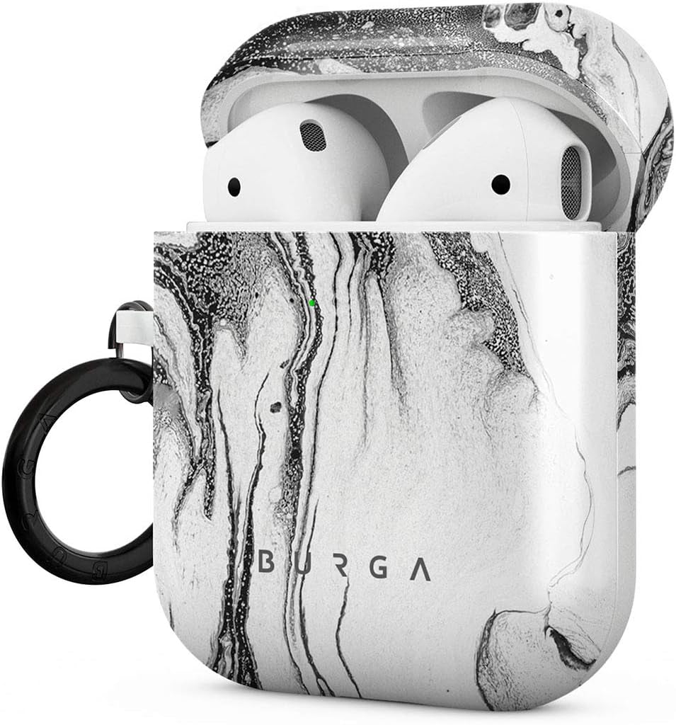 Burga Airpod Hardcase Compatible with Apple Airpods MAX Case, Sky Blue Mint Green Gold Dusts Marble Turquoise Azure Ocean Cute Case for Women, Protective Hard Plastic Case Cover  BURGA Silver Flow Airpods 1&2 