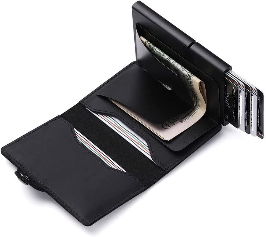 Airtag Wallet Case - Genuine Designer Leather Wallet for Men - 5-6 Pop up Credit Cards Money Holder, RFID Blocking - Slim, Thin, Trifold Wallet Air Tag Holder - Magnetic Close (Carbon Fiber)  Thepricesright4u   