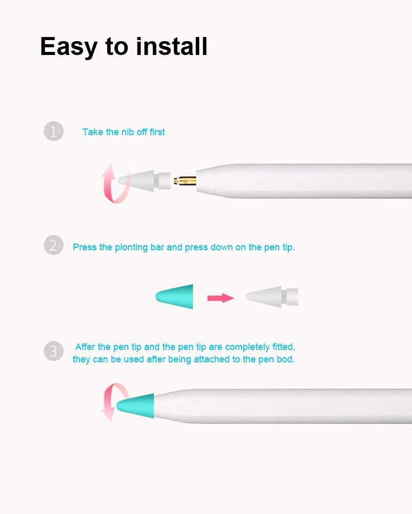 Jancalm Designed for Apple Pencil Tips Cover,(10 Colors) Premium Silicone Slim Lightweight Thin Protective Case Noiseless Drawing for Apple Pencil 1St Gen/Pencil (2Nd Generation) (10 Pcs,Box Pack)  JanCalm for Apple Pencil Tips Cover   