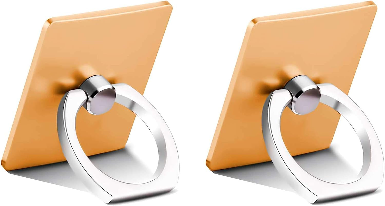 Finger Ring Stand, 360 Rotary Cell Phone Holder Finger Loop Grip Mount Universal Smartphone Kickstand,Ieugen Compatible with Iphone 14/Iphone 13/Galaxy S23/Galaxy S22/Galaxy  iEugen gold 2pack  