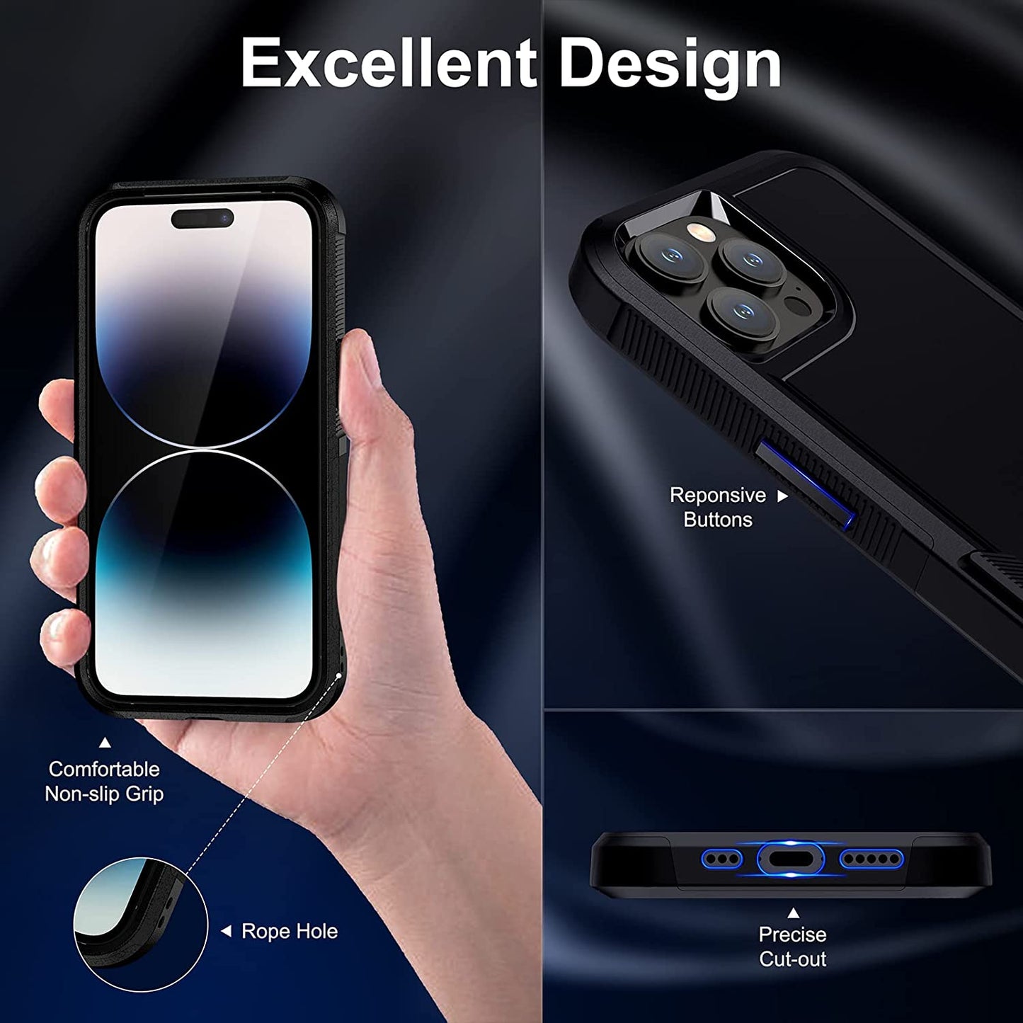 BOJEEL for Iphone 14 Pro Max Case, Dual Layer Full-Body Shockproof Case Cover Compatiable with Iphone 14 Pro Max 6.7 Inch(Black)  Fab-chain Service Co., Ltd.   