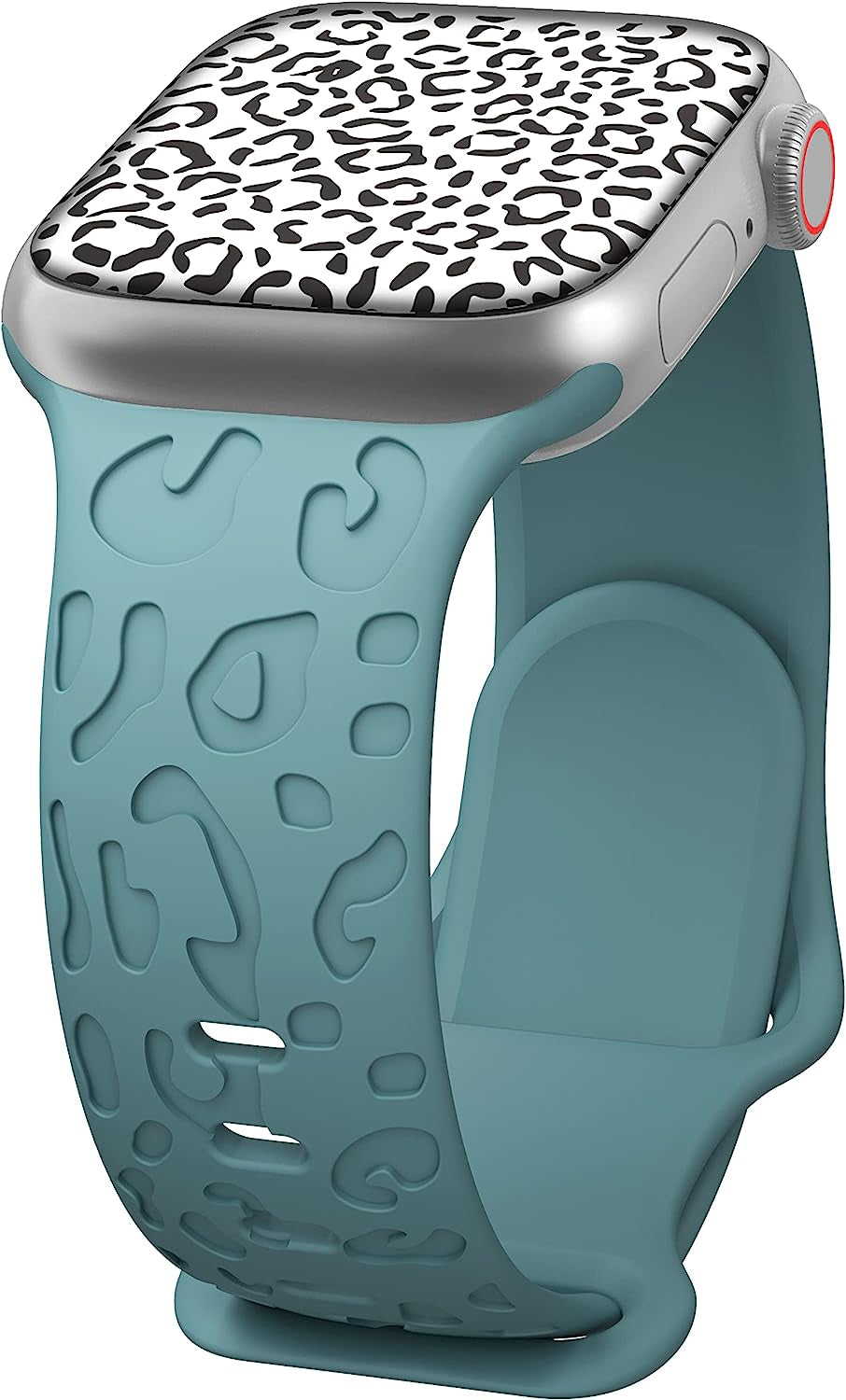 Kingofkings Leopard Engraved Band Compatible with Apple Watch Band 38Mm 41Mm 40Mm 44Mm 45Mm 49Mm 42Mm Women Men, Comfortable Cheetah Silicone Sport Bands for Iwatch Series 8 7 6 5 4 3 2 1 SE Ultra  KingofKings Pine Needle Green 42mm/44mm/45mm/49mm 