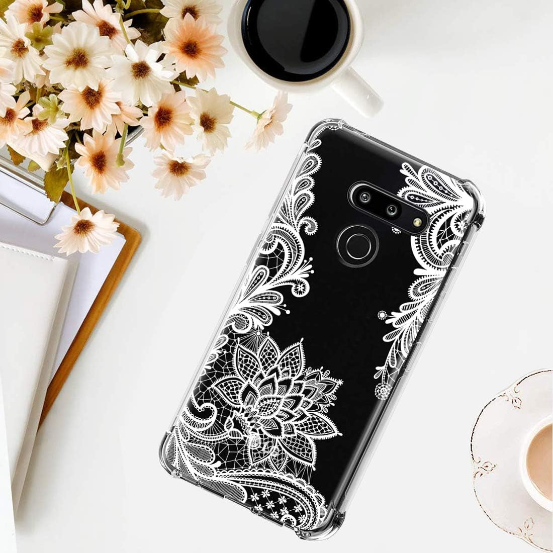Sidande for LG G8 Thinq Case (2019), Shockproof Clear Floral Soft Flexible TPU Slim Protective Phone Case Cover for LG G8 Thinq (2019) (Mandala)  Sidande   