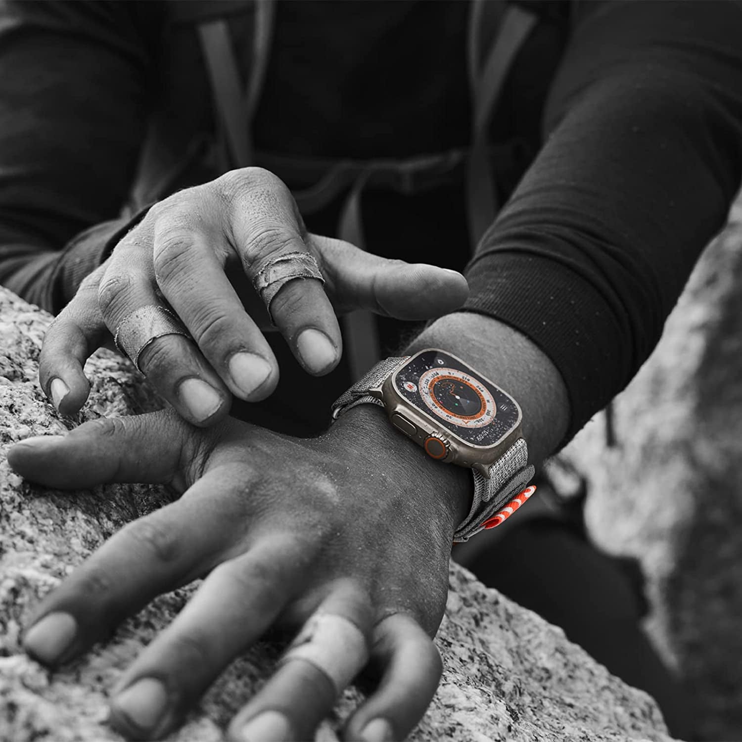 Odbeai Rugged Military Tactical Nylon Braided Sport Bands Compatible with Apple Watch 49Mm 45Mm 44Mm 42Mm for Men, Woven Solo Loop Designed Straps for Iwatch Series 8 7 6 5 4 3 2 1 SE Ultra  Odbeai   