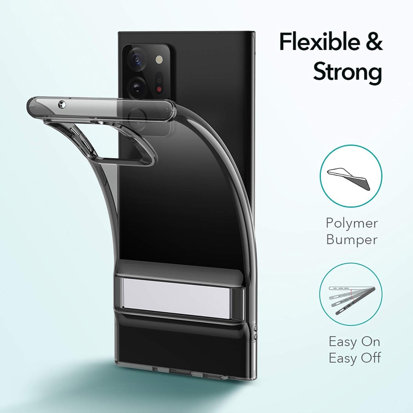 ESR Metal Kickstand Case Compatible with Samsung Galaxy Note 20 Ultra (6.9-Inch) [Vertical and Horizontal Stand] [Reinforced Drop Protection] – Translucent Black  Electronic Silk Road Corp   