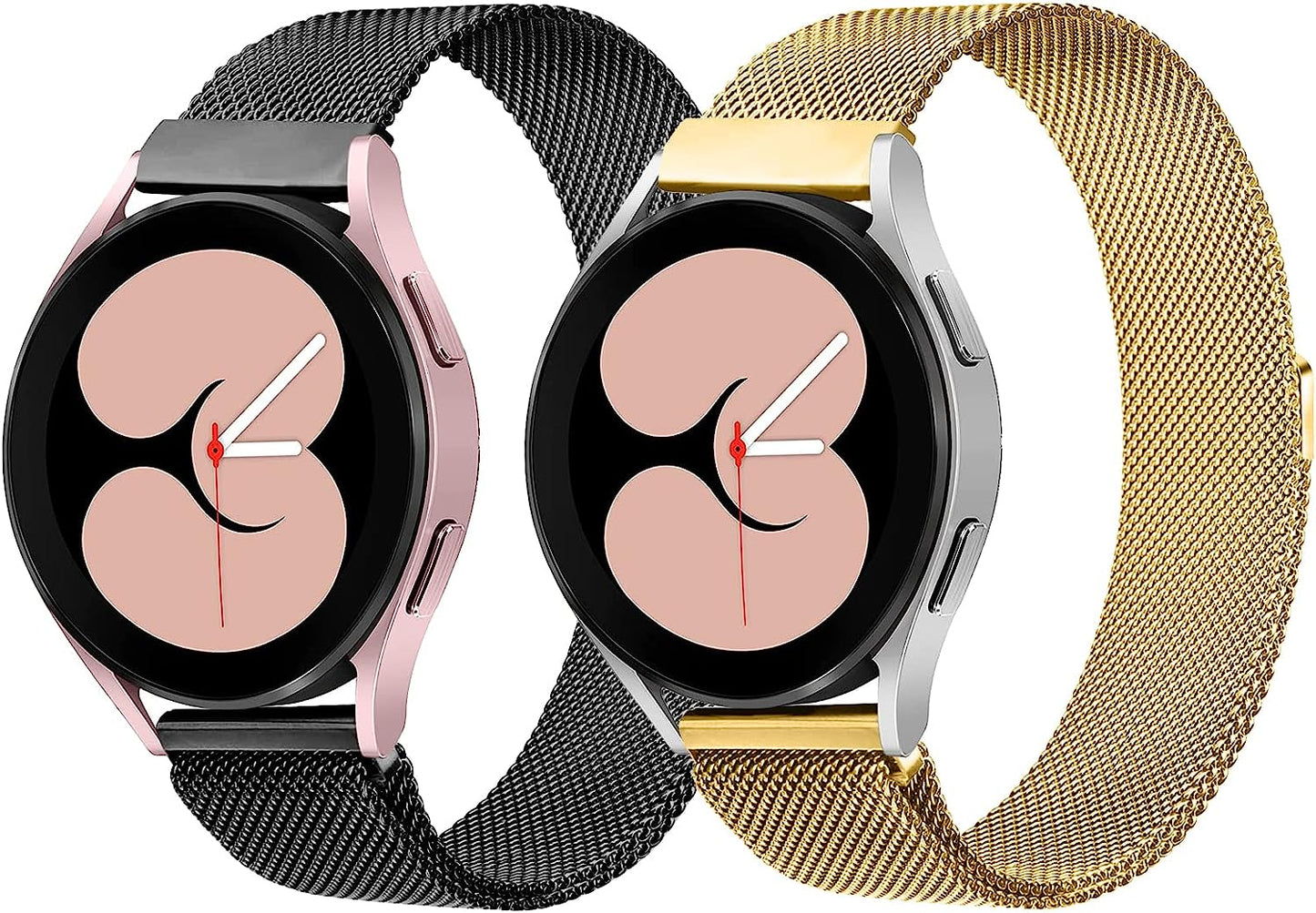 Vomulato Magnetic Bands Compatible with Samsung Galaxy Watch 5/4 40Mm 44Mm,Galaxy Watch 5 Pro 45Mm, Galaxy Watch 4 Classic 42Mm 46Mm, Galaxy Watch 3 41Mm ,Galaxy Active 2/ Active, 20Mm Adjustable Replacement Metal Wristband for Women Men  Vomulato Black-Gold Large 