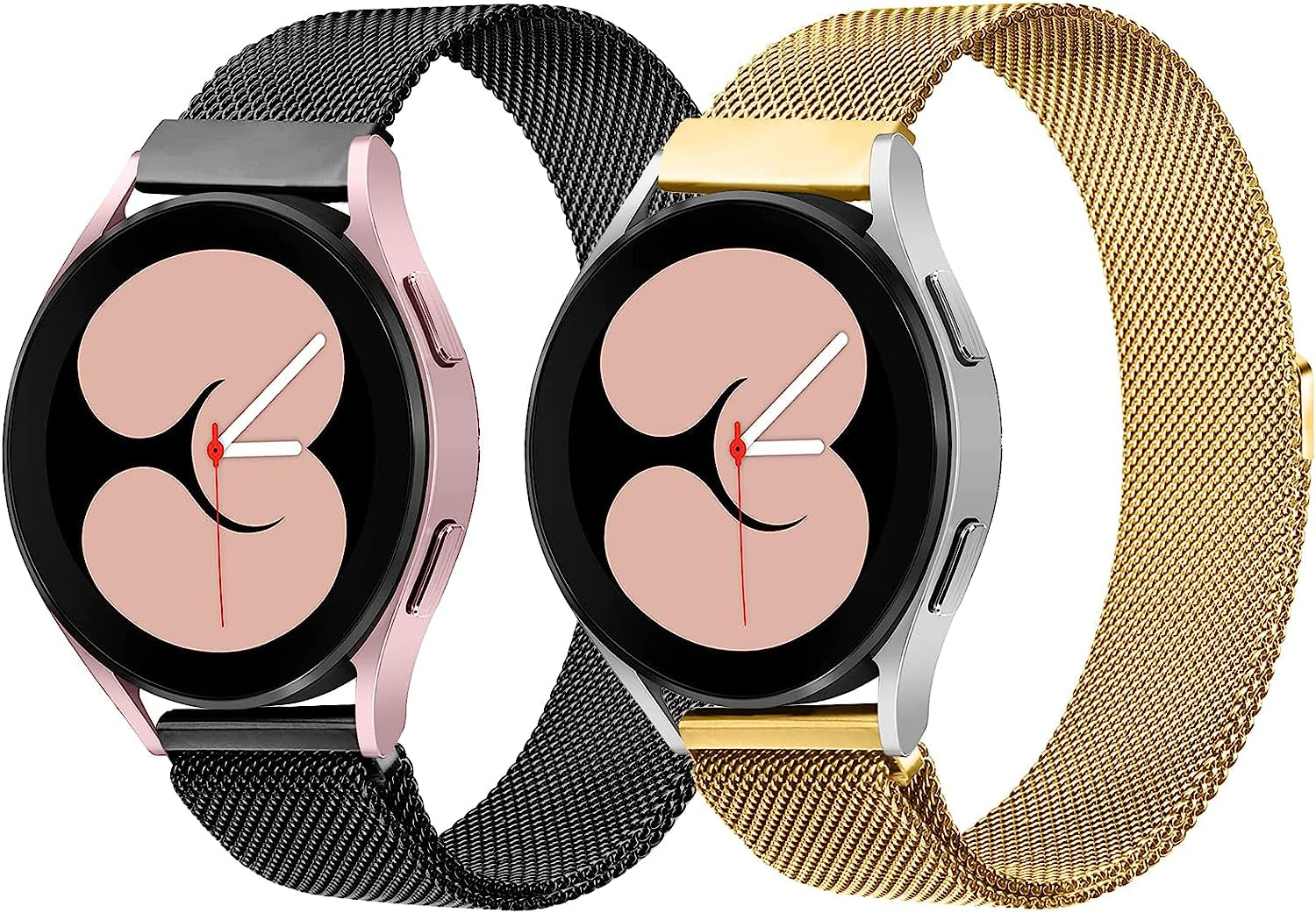 Vomulato Magnetic Bands Compatible with Samsung Galaxy Watch 5/4 40Mm 44Mm,Galaxy Watch 5 Pro 45Mm, Galaxy Watch 4 Classic 42Mm 46Mm, Galaxy Watch 3 41Mm ,Galaxy Active 2/ Active, 20Mm Adjustable Replacement Metal Wristband for Women Men  Vomulato Black-Gold Large 