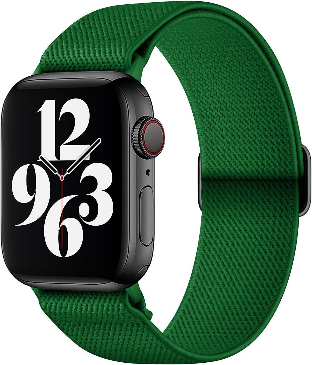 AMANECER Stretchy Nylon Watch Bands Compatible with Apple Watch Ultra Series 8/7/6/5/4/3/2/1 SE, Adjustable Braided Elastic Sport Loop Rugged Straps for Iwatch Women Men (Hunter Green, 38/40/41MM)  AMANECER   