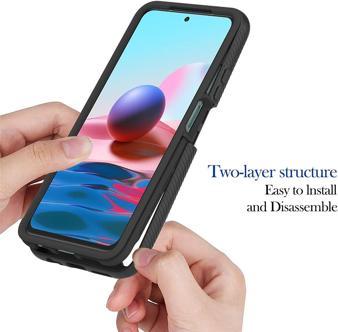 Redmi Note 10 Case, Redmi Note 10S Case, Gift_Source Hybrid Soft Silicone and Hard PC Case Slim 2 in 1 Shockproof Cover Clear Back Shell for Xiaomi Redmi Note 10/Redmi Note 10S 6.43"[Black]  Gift_Source   