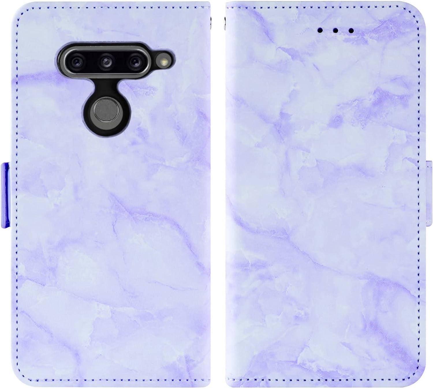 Asuwish Compatible with LG V40 Thinq Case and Tempered Glass Screen Protector Card Holder Slot Kickstand Flip Marble Wallet Phone Covers for LGV40 Storm V 40 Thin Q V40Thinq LG40 40V 40Thinq Purple  Asuwish   