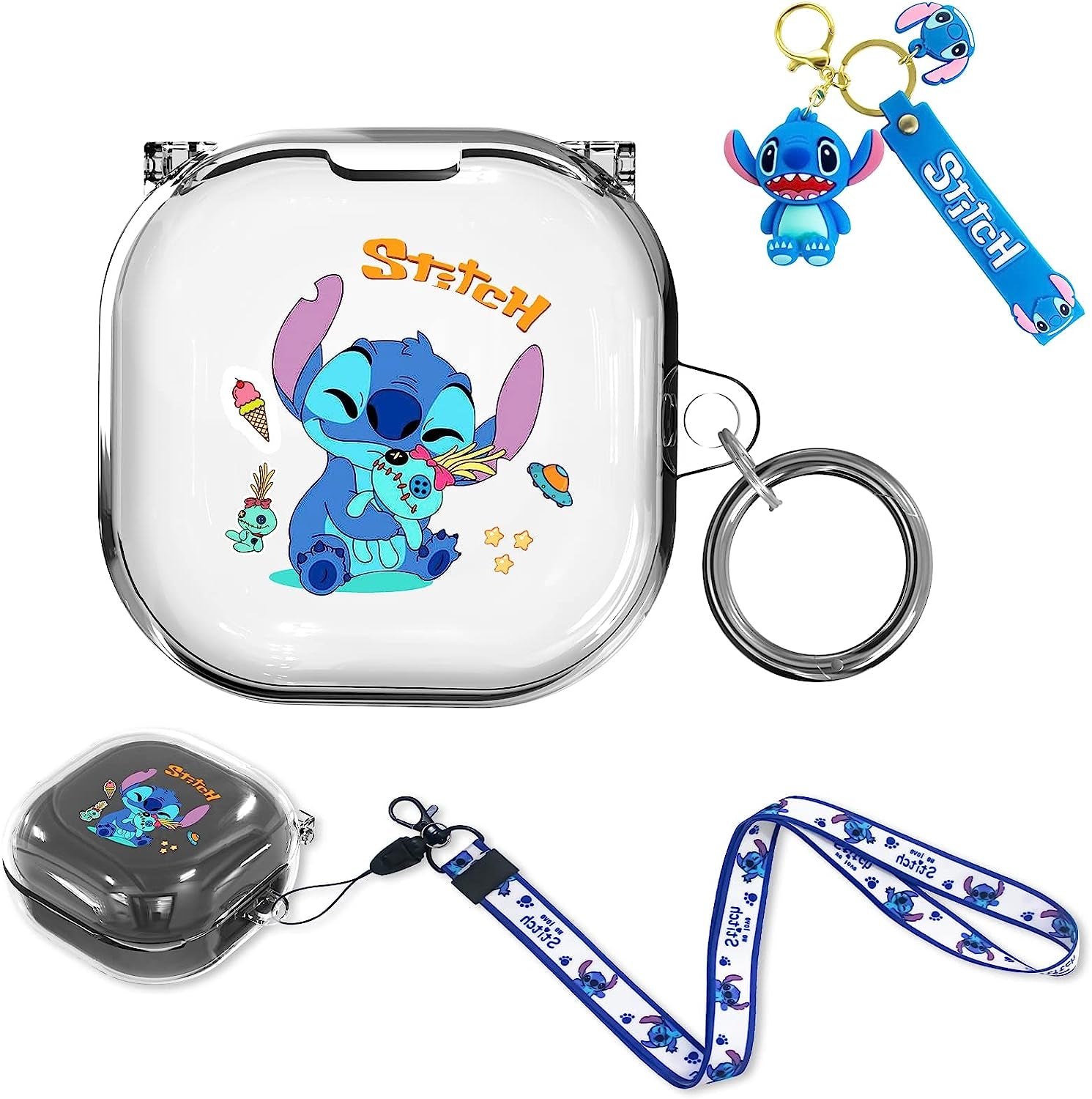 TOLUOHU Scream Ghost Case for Samsung Galaxy Buds2 Pro(2022)/Galaxy Buds Live(2020)/Galaxy Buds Pro(2021)/Galaxy Buds 2(2022) Case, Clear Hard Pc Shockproof Protective Cover with Keychain/Lanyard  TOLUOHU C-Stich  