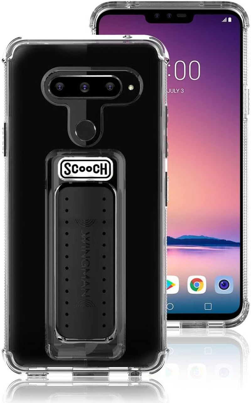 Scooch Wingman | Kickstand Case for LG V40 Thinq [10 Ft Drop Protection] [Two-Way Stand] Shockproof Protective Cover & Compatible with Magnetic Car Mounts (Clear)  Scooch   