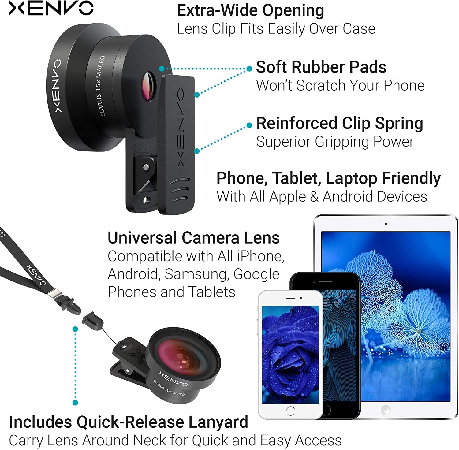 Xenvo Pro Lens Kit for Iphone and Android, Macro and Wide Angle Lens with LED Light and Travel Case  Xenvo   