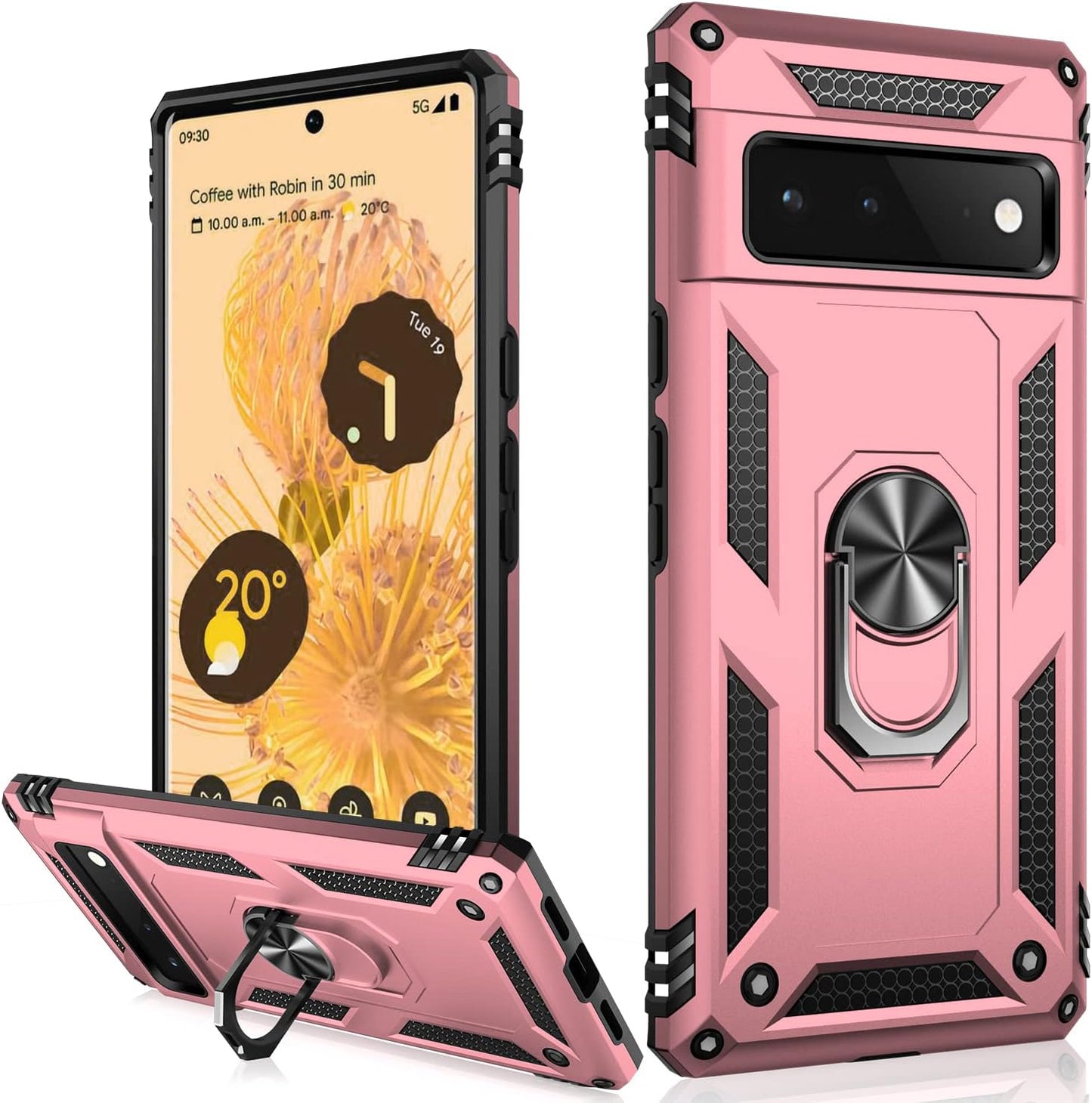 IKAZZ Suitable for Google Pixel 6 Case,Military Grade Shockproof Heavy Duty Protective Phone Case Pass 16Ft Drop Test with Magnetic Kickstand Car Mount Holder for Google Pixel 6 Blue  IKAZZ Rose Gold Google Pixel 6 Pro 6.7" 