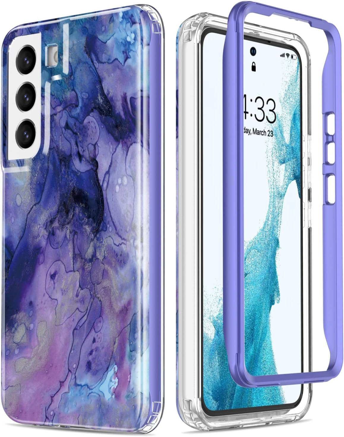 Esdot for Samsung Galaxy S22 plus Case,Military Grade Passing 21Ft Drop Test,Rugged Cover with Fashionable Designs for Women Girls,Protective Phone Case for Galaxy S22+ plus 6.6" Agate Stone  Esdot Purple Opal Marble  