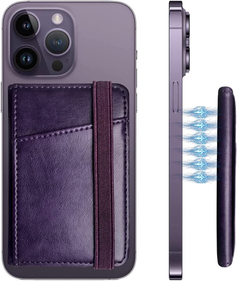 Magsafe Wallet Stand for Apple Iphone 14/13/12 Series, Samsung Galaxy Android Phones, Fit 6 Cards Mag Safe Card Holder, Magnetic Leather Phone Wallet for Iphone 14 Pro MAX/14 Pro/14 plus (Purple)  LINYUNE   
