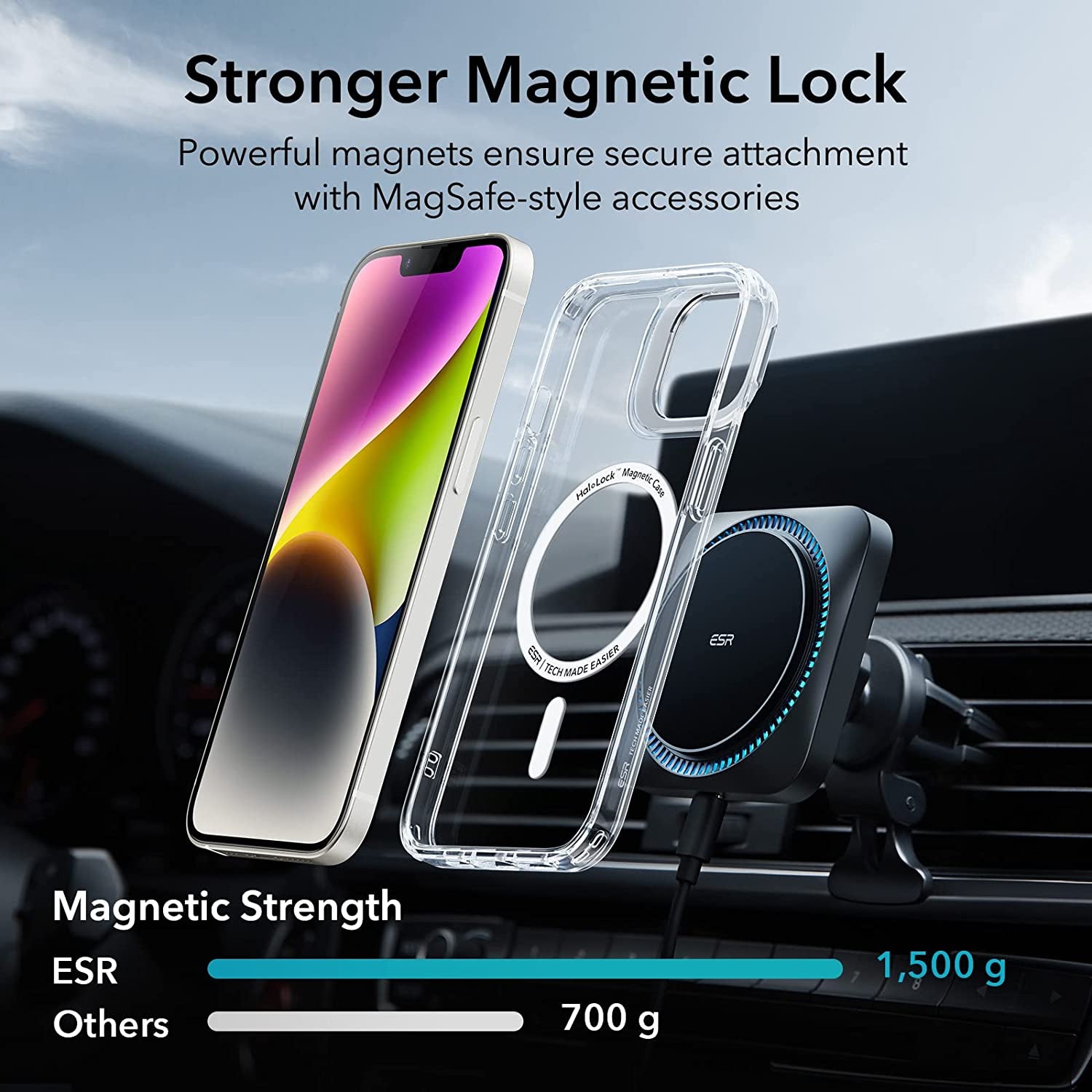 ESR Classic Kickstand Case with Halolock Compatible with Iphone 14/Iphone 13, Magsafe-Compatible Case with Stand, Military-Grade Protection, Built-In Camera Ring Stand, Scratch-Resistant Back, Clear  Electronic Silk Road Corp   