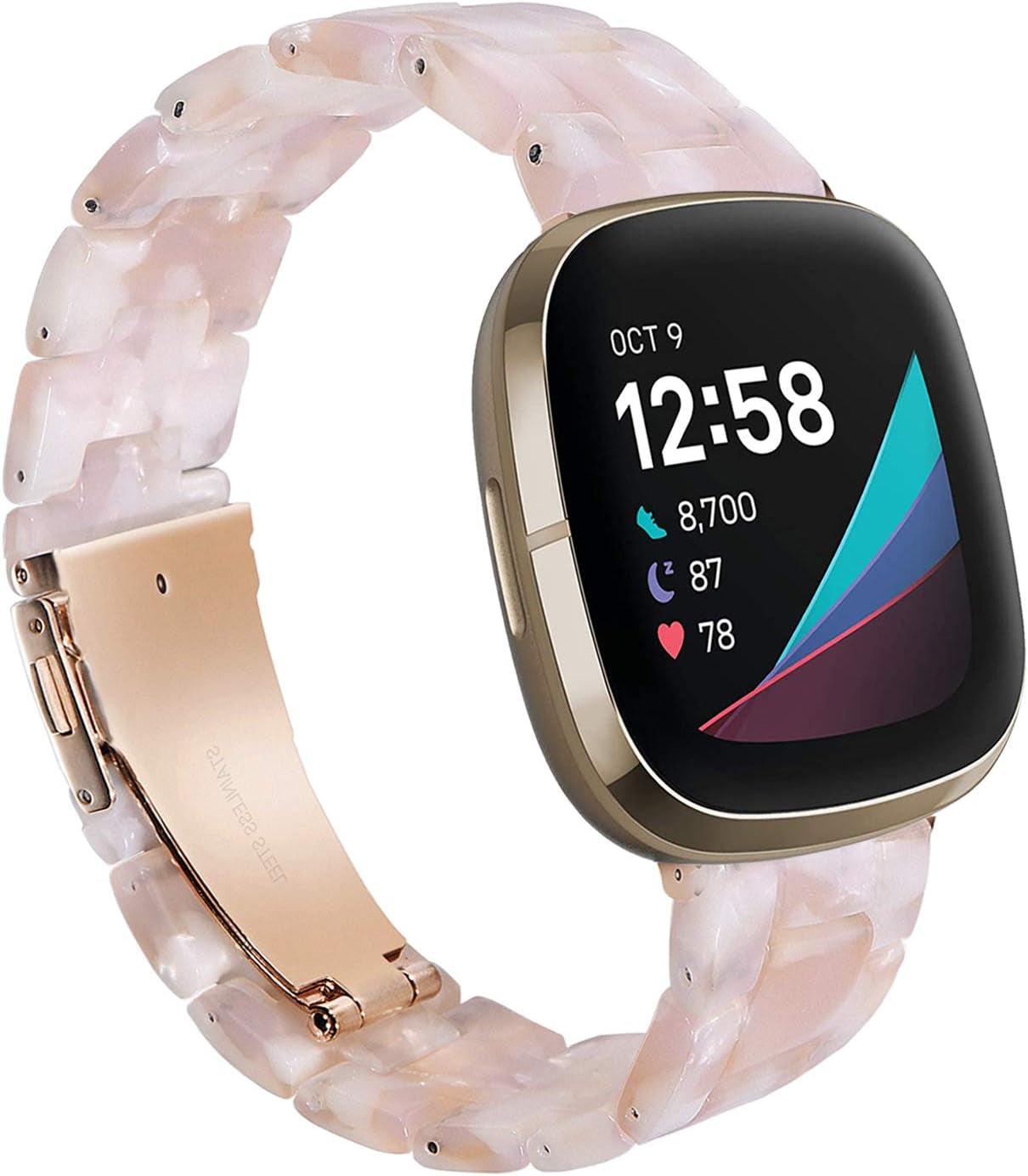 Wongeto Compatible with Fitbit Fitbit Versa 3 /Fitbit Sense Bands Women Men,Resin Bands Replacement Wristband for for Fitbit Sense & Sense and Versa 3 Smartwatch (Fluorescent Color)  Wongeto Flower Pink  
