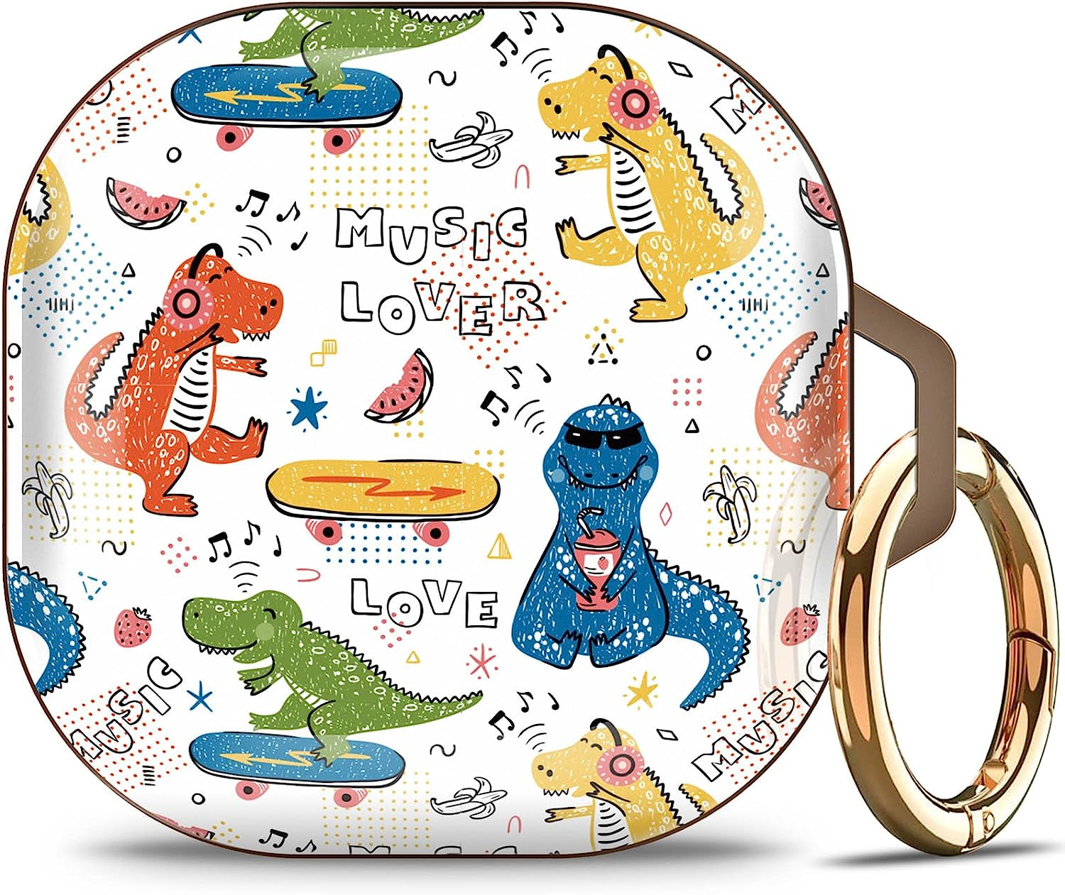 Happypapa Case for Samsung Galaxy Buds2 Pro (2022)/ Galaxy Buds 2 (2021)/ Galaxy Buds Pro (2021)/ Galaxy Buds Live (2020) for Women Girls Kids Men Full Protective Case Cover (Flowers Berries)  Happypapa Cute Dinosaurs  