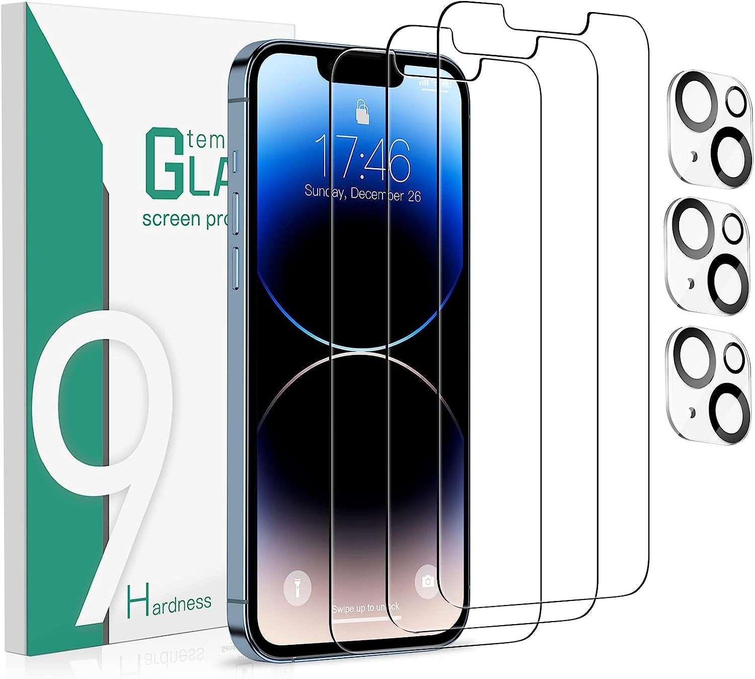 Degeyoyo 3+3 Pack Screen Protector Compatible with Iphone 14/13/Iphone 13 Pro 6.1 Inch with Camera Lens Protector, Screen Protector Tempered Glass, Ultra HD, Case Friendly, Easy Install  Degeyoyo [3+3] Pack iPhone 14 Plus 6.7''  
