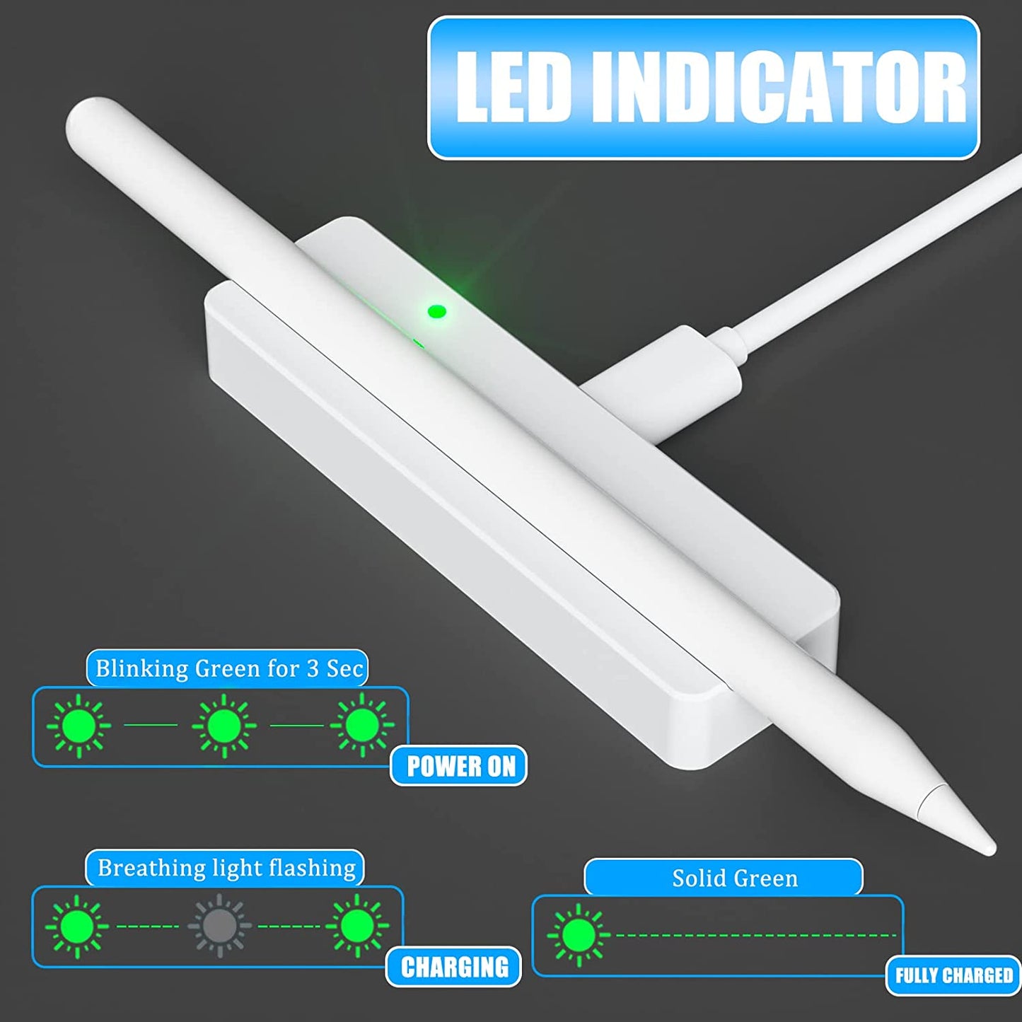 Magnetic Wireless Charger Dock with USB Cable Compatible with Apple Pencil 2Nd Generation, Convenient Ipencil Charging Stand Fits for Ipad Pen Gen 2,Save Your Ipad Battery Power  REEYEAR   
