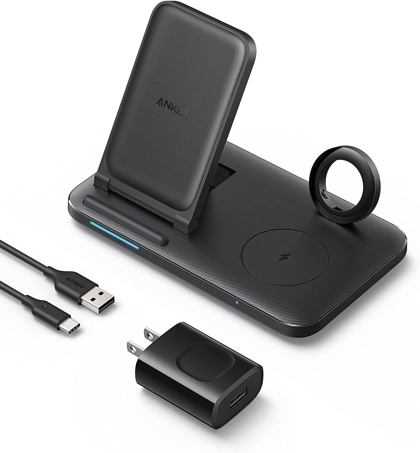 Anker Foldable 3-In-1 Wireless Charging Station with Adapter, 335 Wireless Charger, for Iphone 14 Series, Airpods Pro, Apple Watch Series 1-6 (Works with Original 1M/3.3Ft USB-A Cable, Not Included)  Anker Innovations Limited   