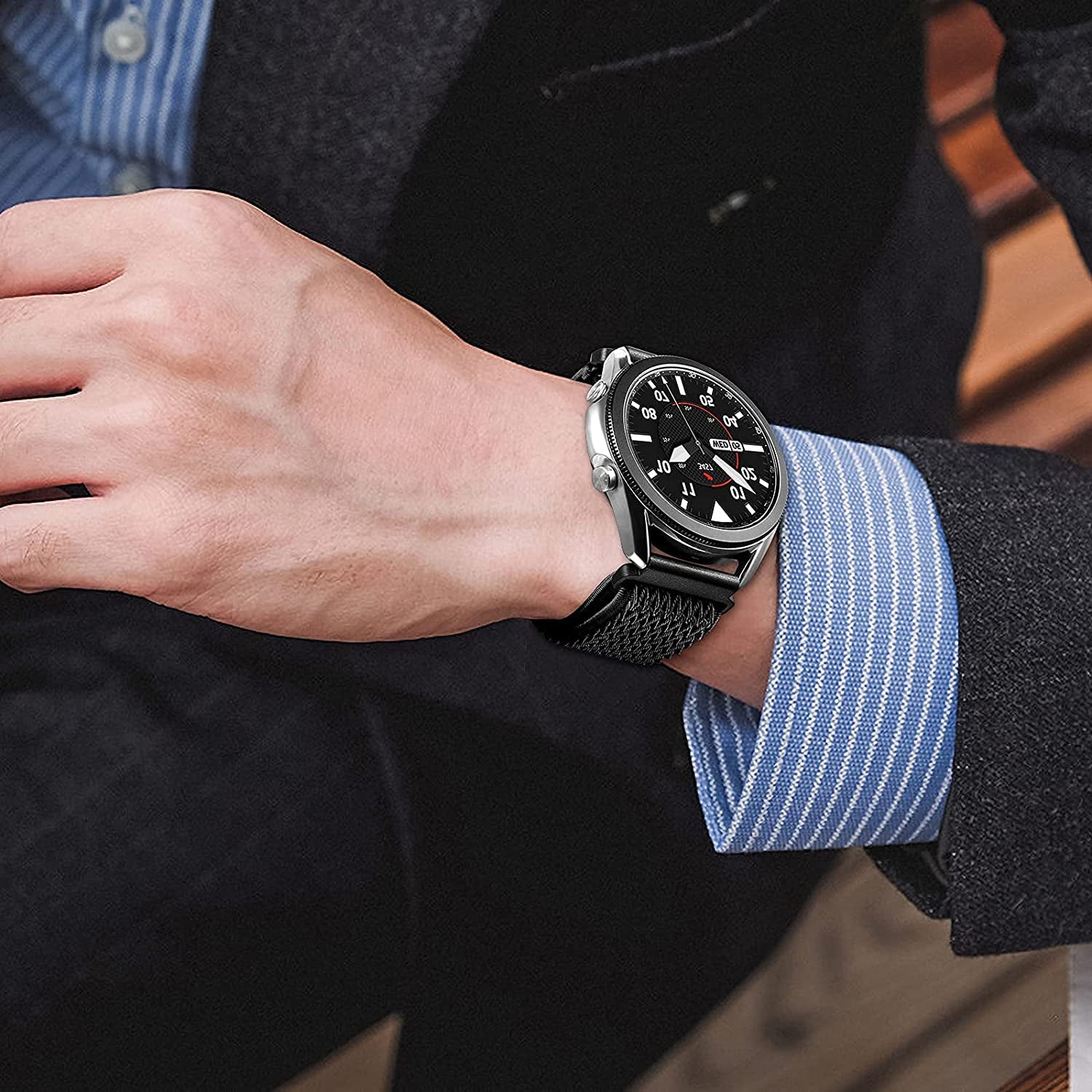 Easuny 22Mm Watch Bands Compatible for Samsung Galaxy Watch 3 45Mm Band/Galaxy Watch 46Mm/Gear S3 Frontier, Stretchy Adjustable Elastic Nylon Woven Loop Wristband for Men Women  Easuny   