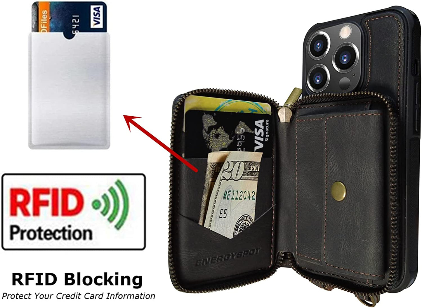 Energyspot Design for Iphone 14 Pro Max Case Compatible with Magsafe Charger Magnetic Removable Wallet Card Holder Slim Thin Leather Cover with 4.5Ft Lanyard (Pink)  EnergySpot   