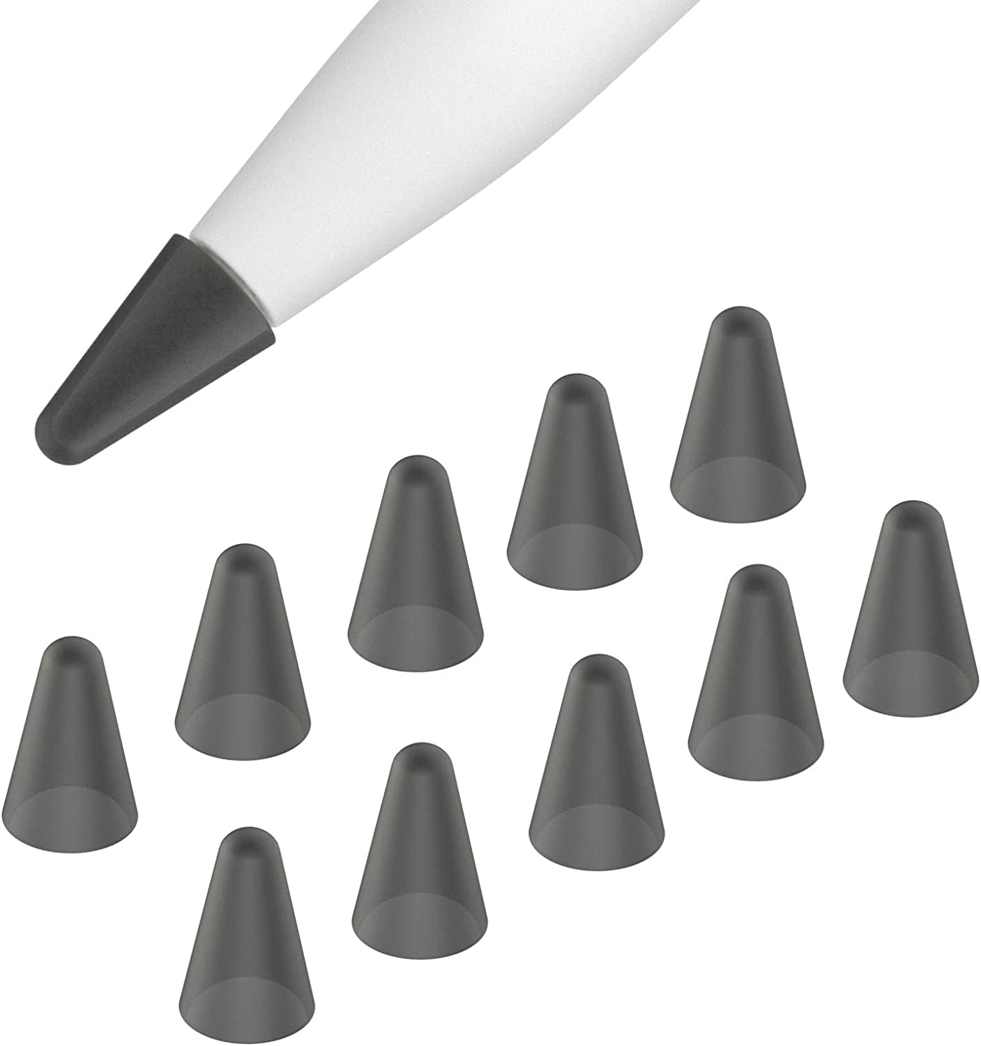 Moko [10 Pack Pencil Tips Cover Fit Ipad Pencil, Compatible with Apple Pencil 1St Gen/Pencil 2Nd Generation, Pen Nibs Cover for Drawing Writing Anti-Slip Silicone Lightweight Protective Case, Gray  MoKo   
