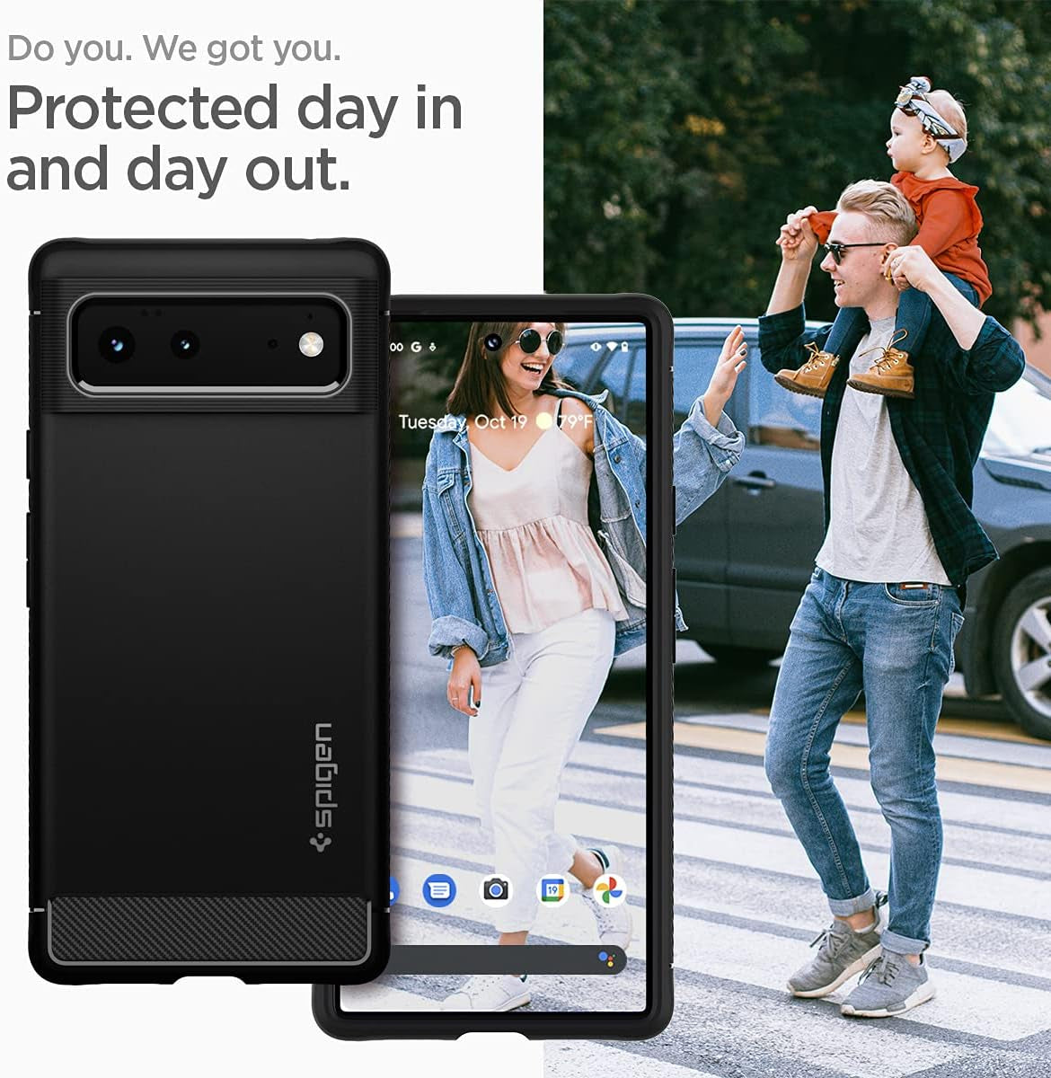 Spigen Rugged Armor Designed for Google Pixel 6 Case (2021) - Matte Black  Spigen   
